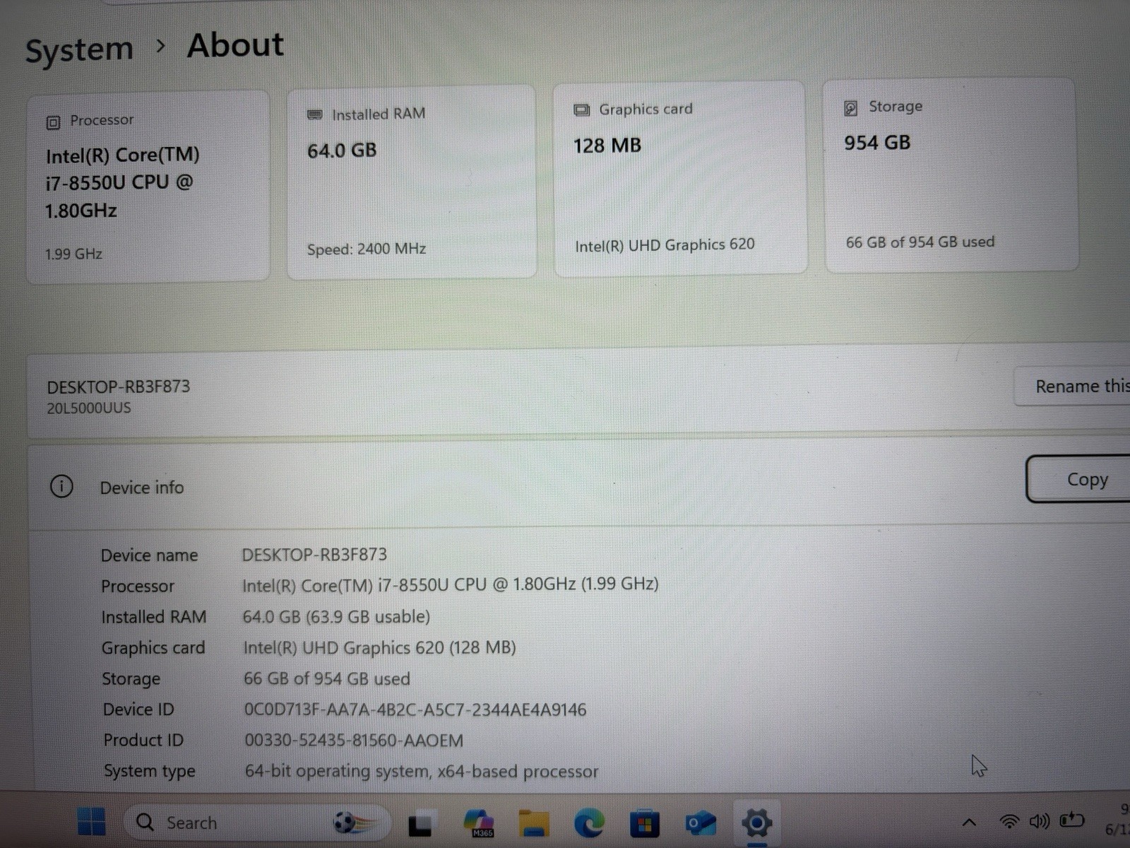 Lenovo ThinkPad T480 I7 8550U 1.8GHz 64GB 2400MHz RAM 1TB SSD | Good Condition
