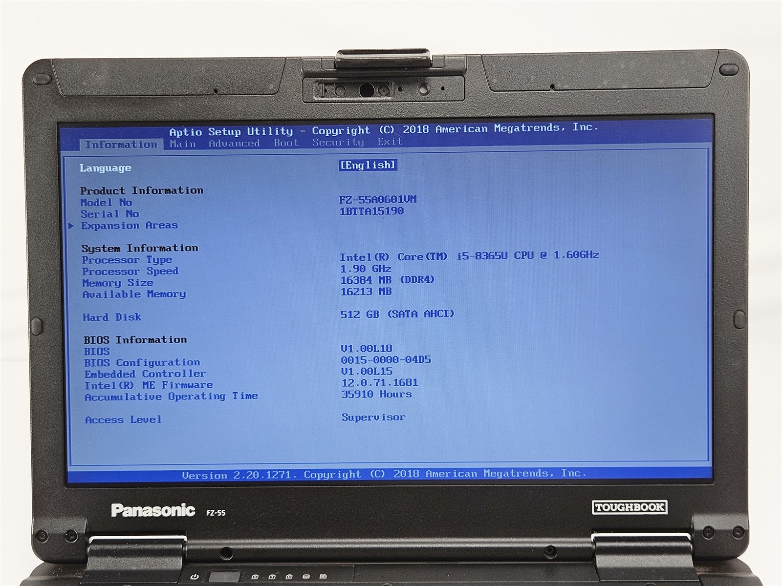 Panasonic Toughbook FZ-55 MK1 i5-8365U 16GB 512GB SSD 14″ Rugged Laptop