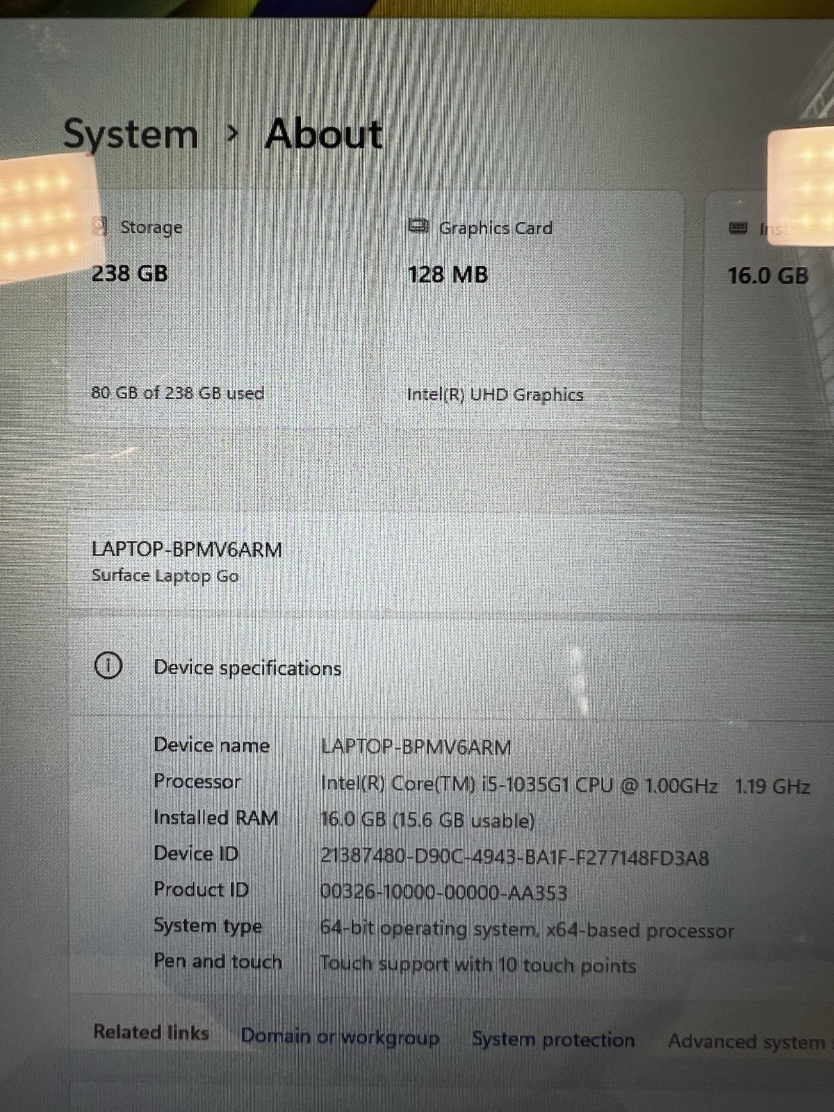 Microsoft Surface Laptop Go 12.4″ Touchscreen (256GB SSD, Intel Core i5-1035G1,