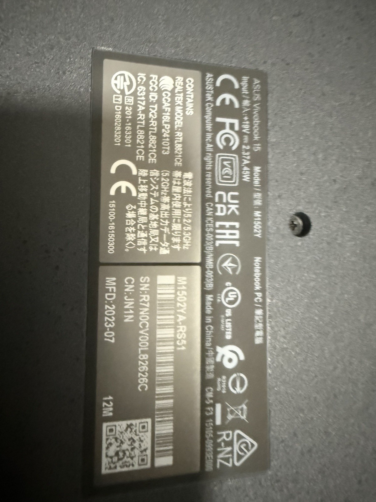 Asus Vivobook 15 M1502Y 15.6″ ryzen 5 512GB SSD * See Photos For Details