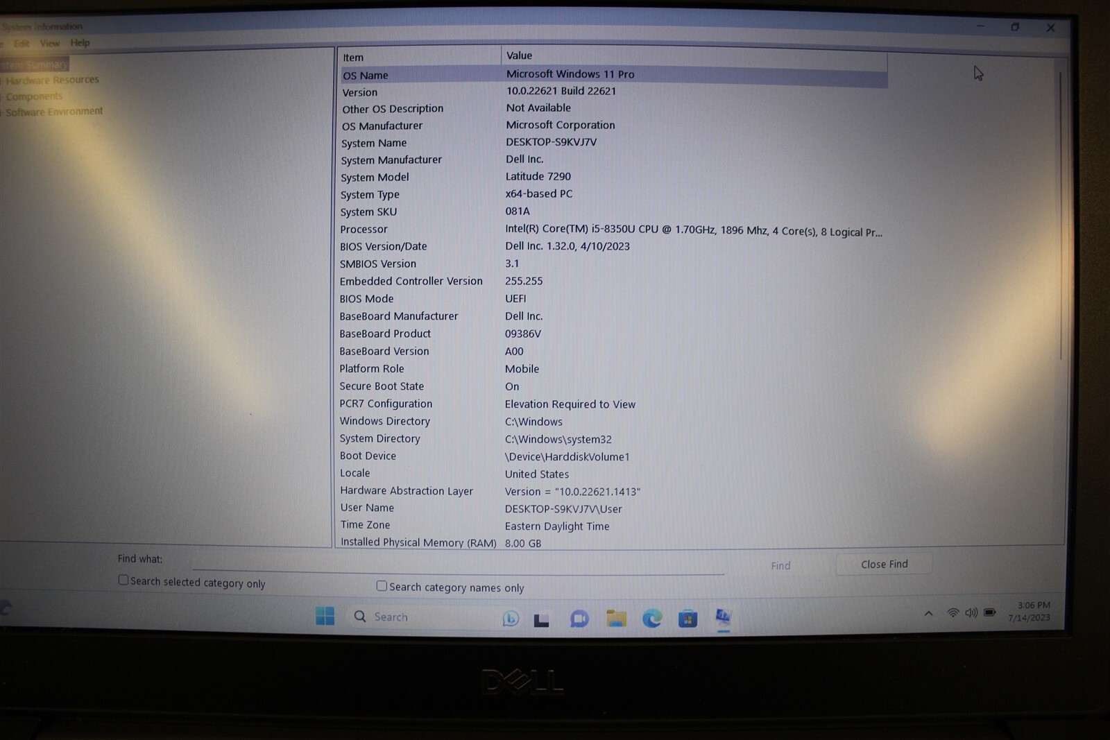 Dell Latitude 7290 I5-8350U 256SSD 8GB Win11Pro