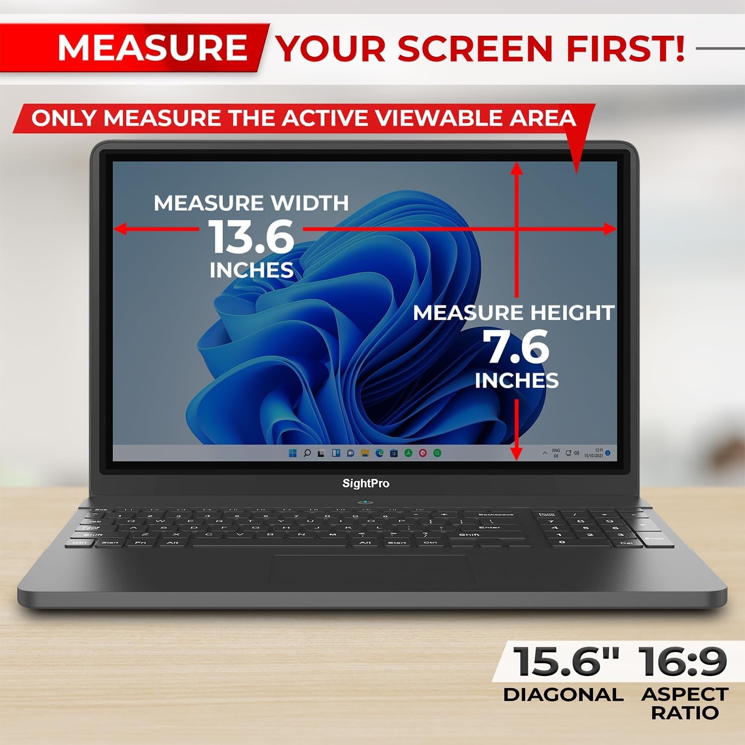15.6 Inch 16:9 Laptop Privacy Screen Filter – Anti-Glare Protector for Monitors