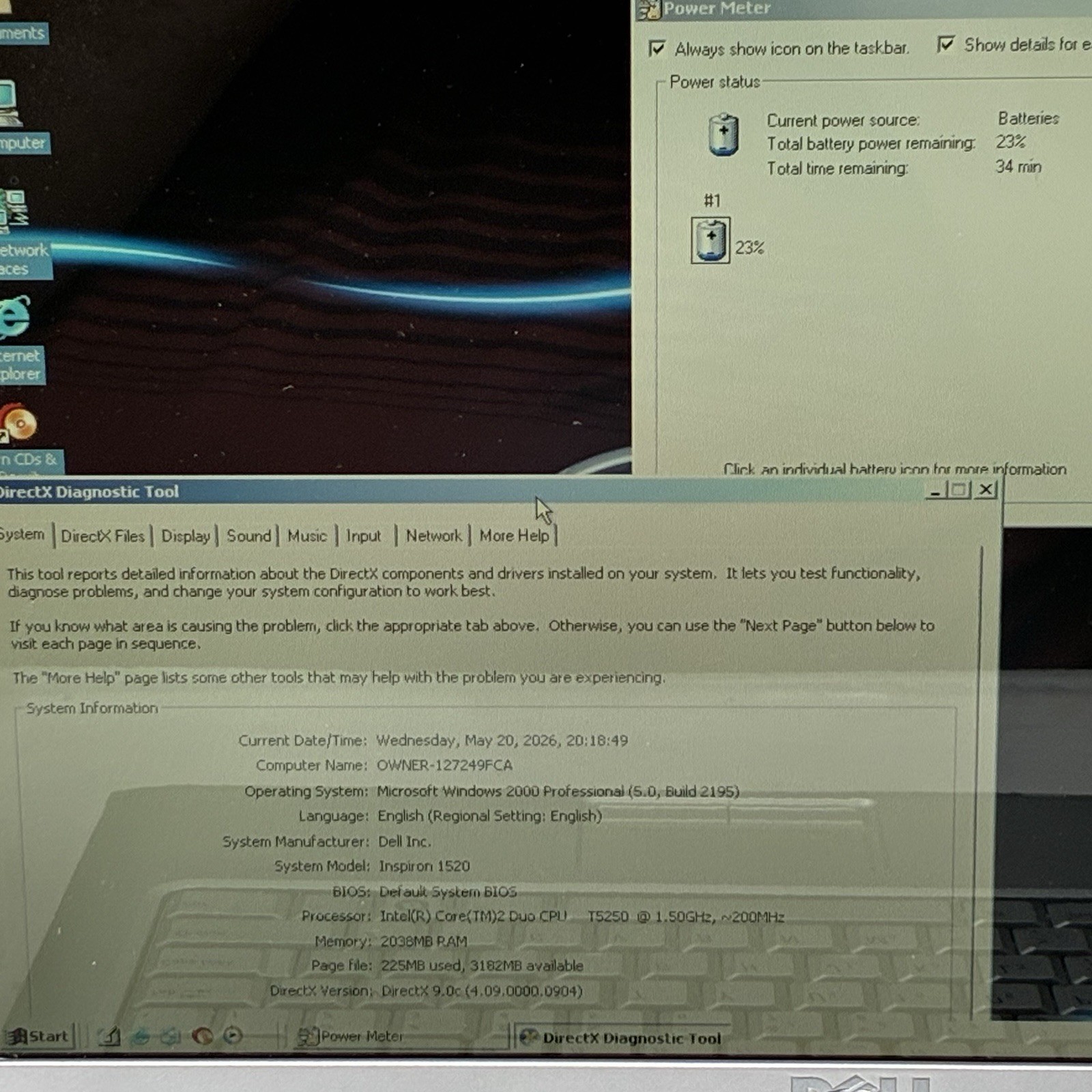 Dell Laptop Gaming/Work Good Batt Win2k Pro Charger Core2Duo Loaded