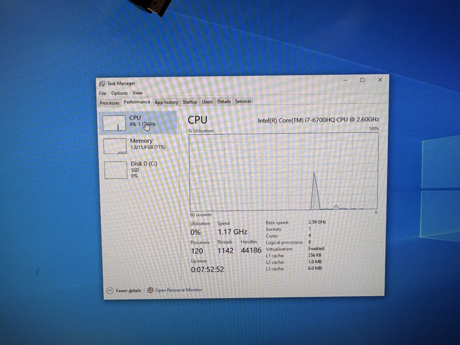 (NO DISPLAY) ASUS ROG GL552VW, I7-6700HQ , 2X8(16GB) DDR4, Windows 10, 500GB SSD