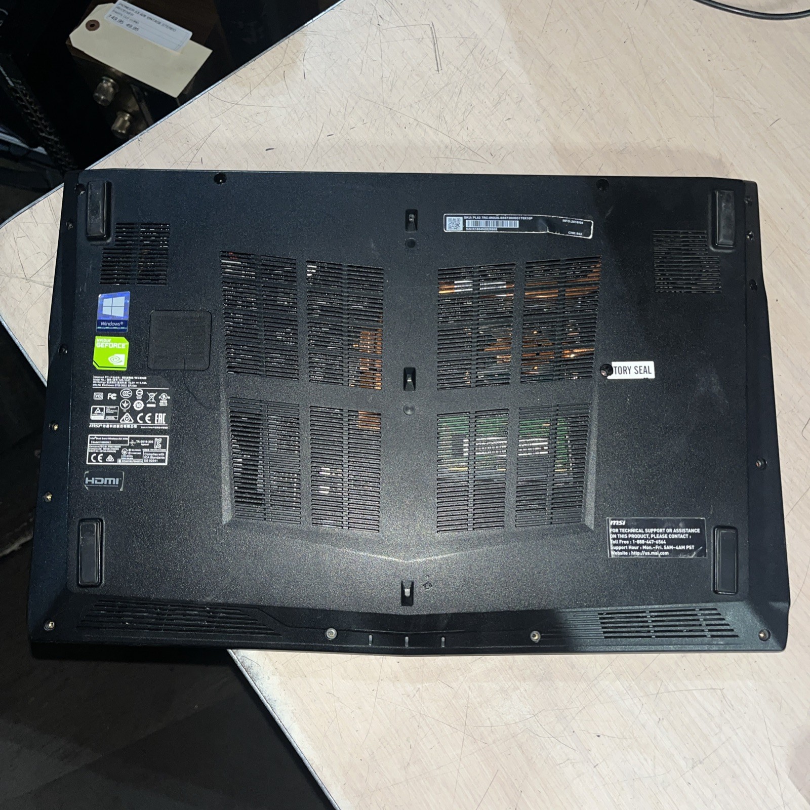 MSI MJ-16JD INTEL CORE I5 7TH GEN 8GB RAM NO HD
