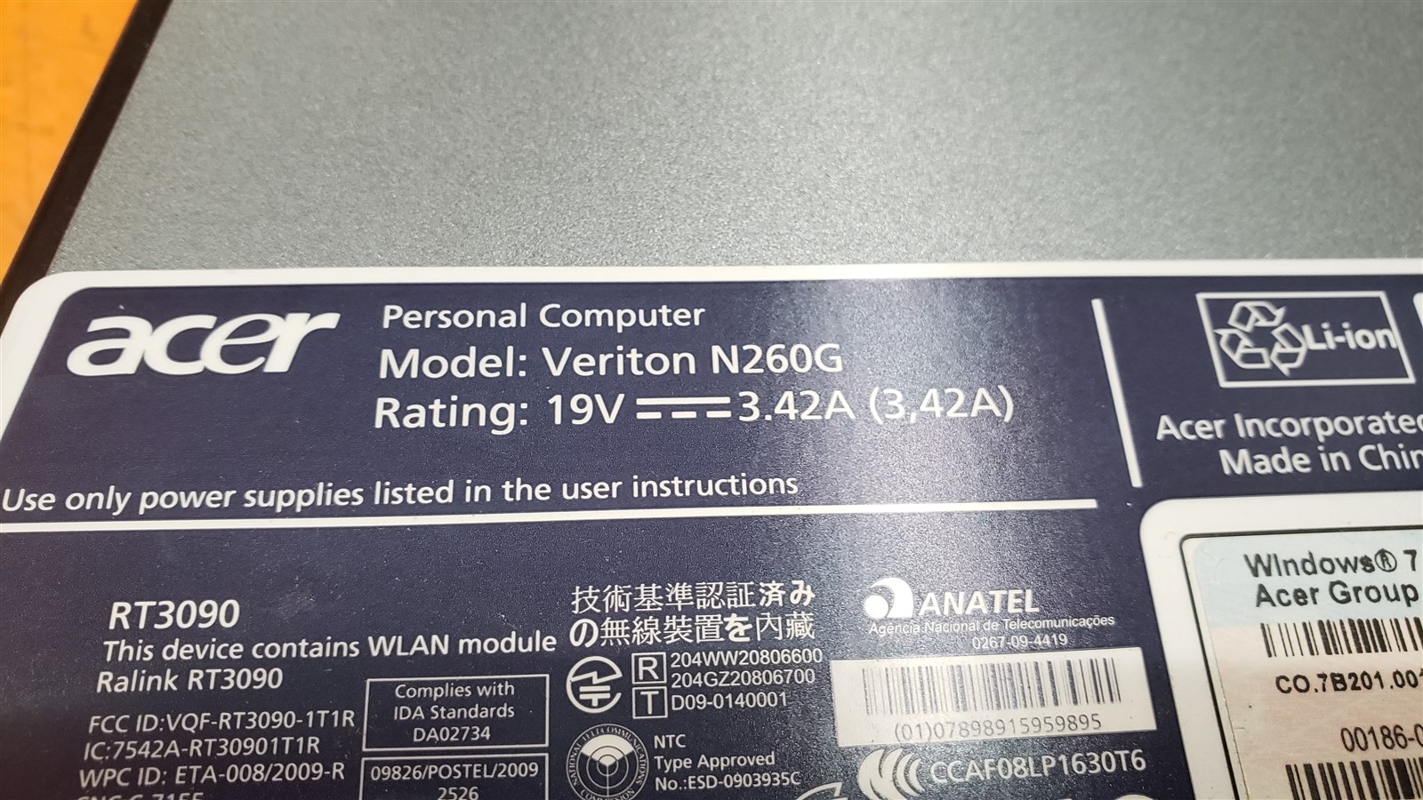 ⭐️⭐️⭐️⭐️⭐️ **DEFECTIVE** Acer Veriton N260G Personal Computer No Power Supply