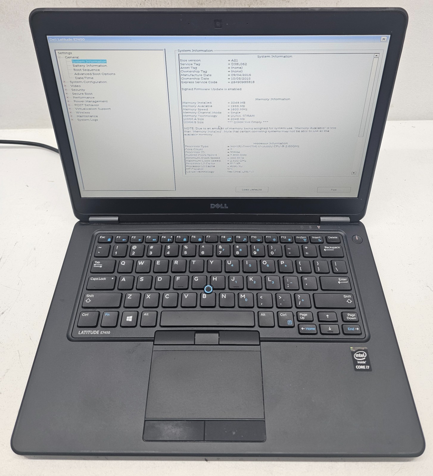 Dell Latitude E7450 14″ Laptop Intel Core i7-5600U 2GB Ram NO HD/OS/BATT (FL)