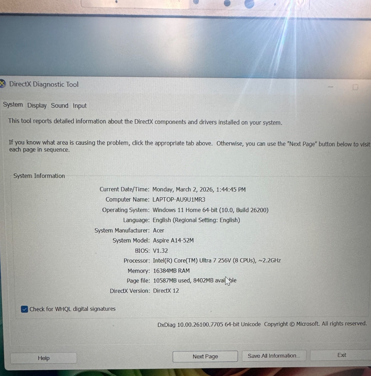 Acer Aspire 14 AI Laptop 14″ WUXGA IPS Intel Core Ultra 7 16GB RAM 1TB SSD