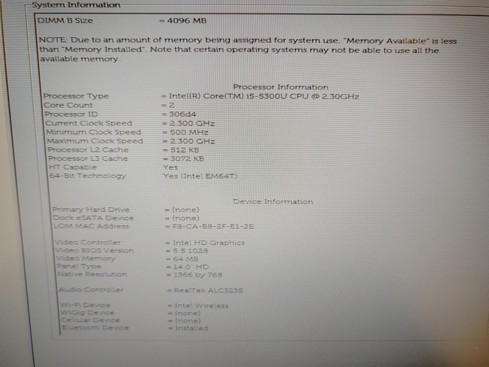 Dell Latitude E7450 14-inch Intel i5-5300U✔4GB✔ *NO SSD/ NO OS/ NO AC* *READ*