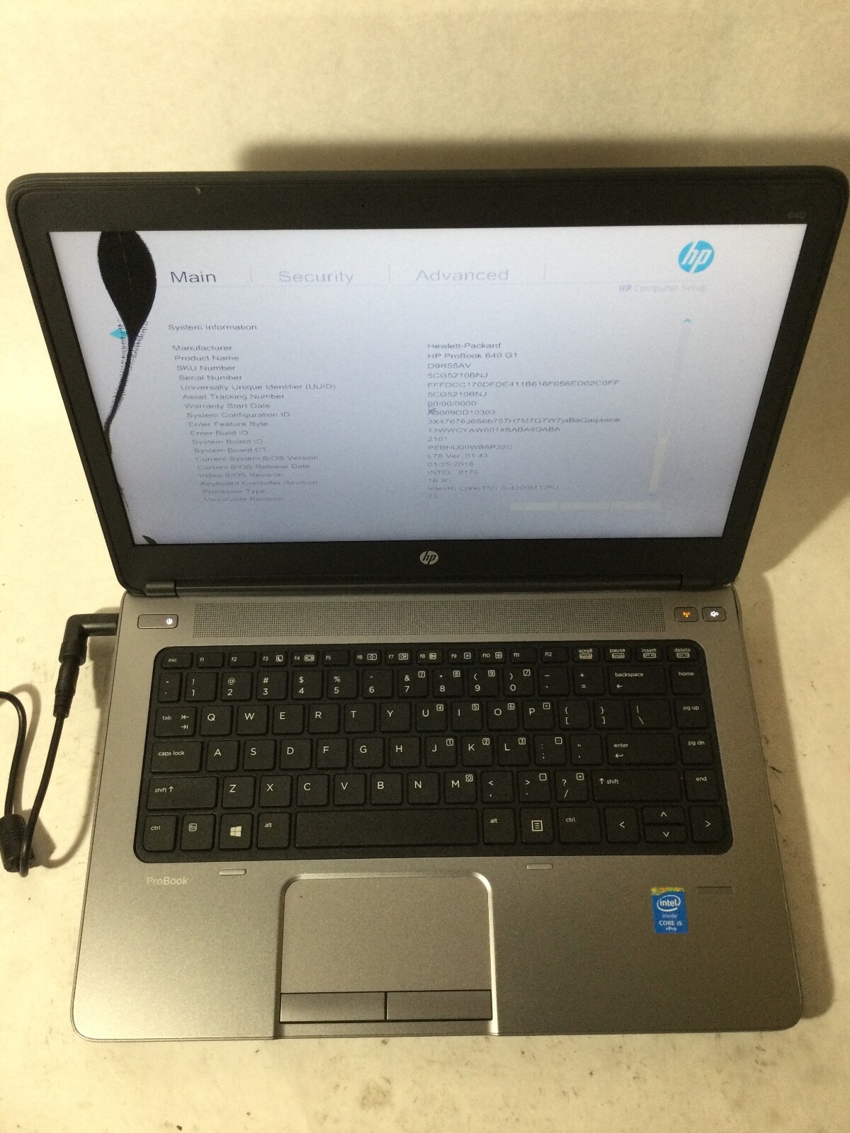 HP PROBOOK 640 G1 – FOR PARTS – INTEL I5 4300M – 4GB RAM – READ DESCRIPTION – BB