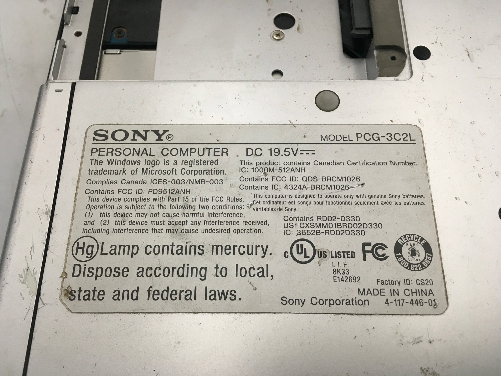 SONY VAIO PCG 3C2L – FOR PARTS/REPAIR – INTEL CENTRINO T5800 – 4GB RAM -READ- BB