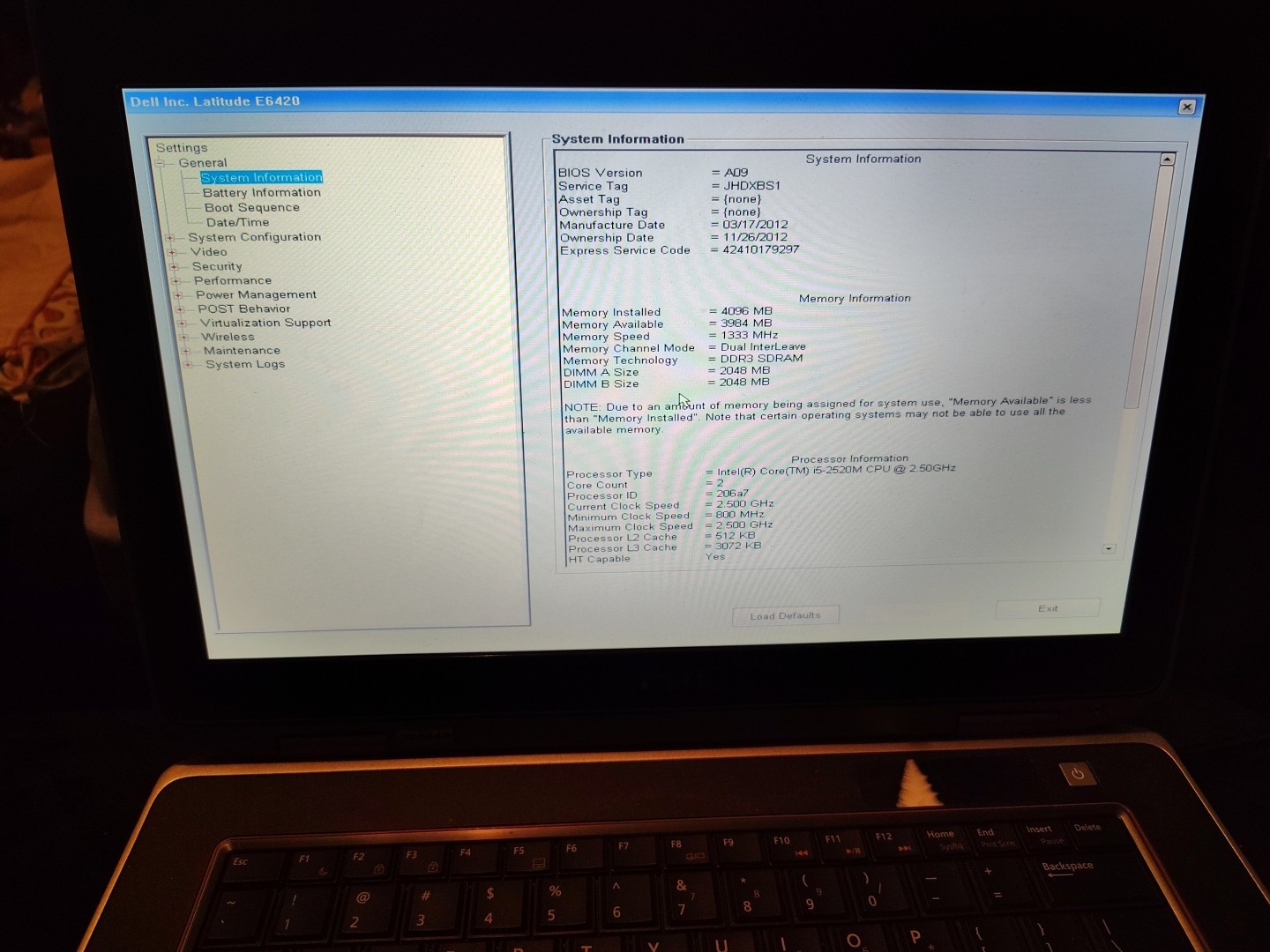 DELL LATITUDE E6420 Laptop w/ Intel Core i5-2520M 2.50 GHZ + 4GB No HD/Battery