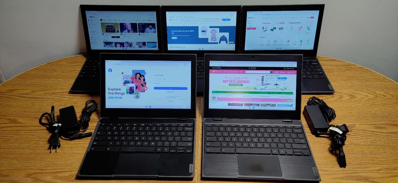 LOT OF 5 UNLOCKED Lenovo 100e Chromebook LAPTOPS WEBCAM/BLUETOOTH/WiFi 1.60GHz