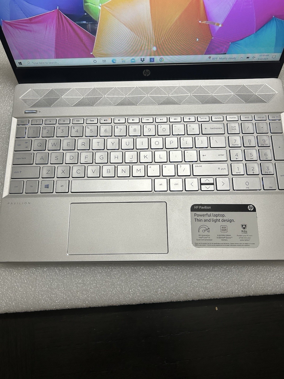 HP PAVILION 15-CS1063CL | CORE i5-8265U | 1 TB | 8GB | W/ POWER ADAPTER