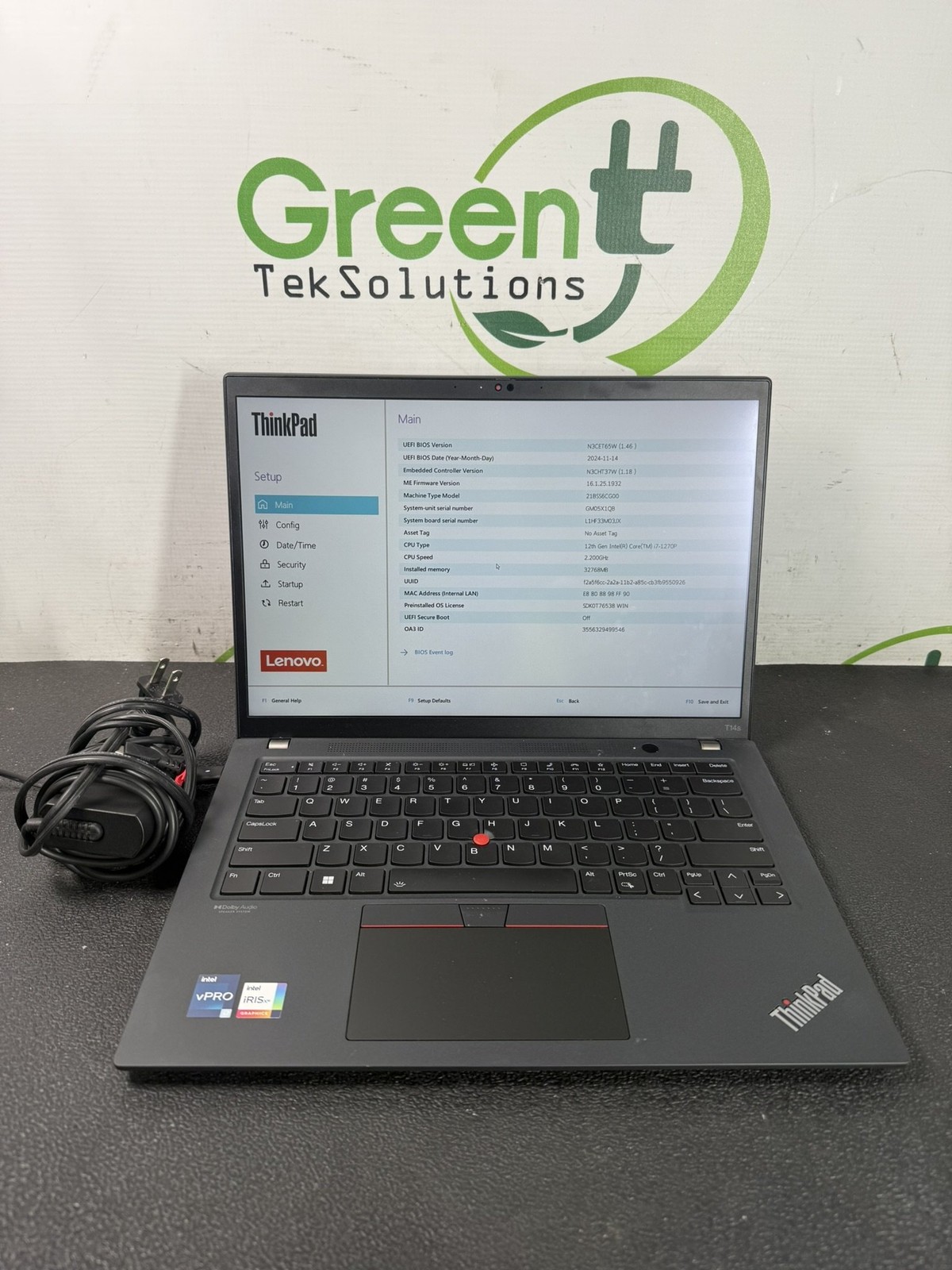 Lenovo ThinkPad T14s Gen 3 14″ WUXGA i7-1270P 32GB 512GB DDR5 LTE Touch – READ
