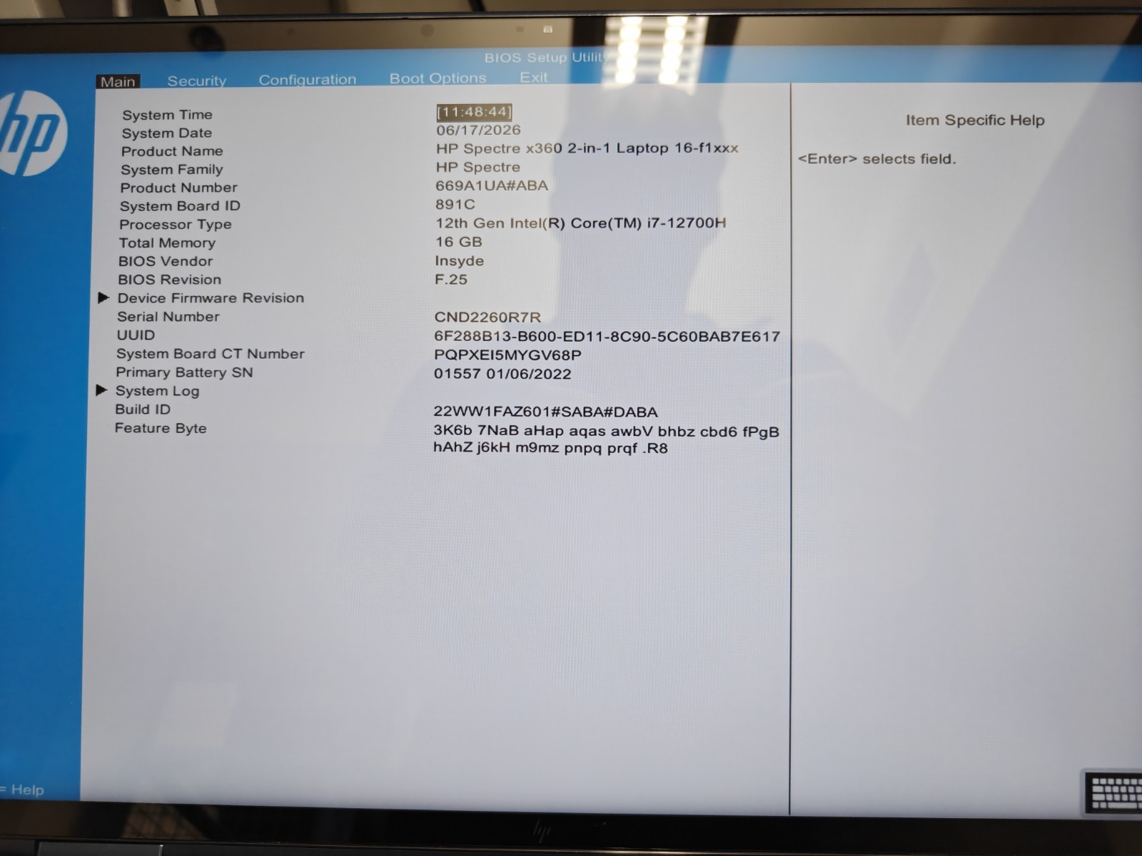 HP Spectre x360 2-in-1 16in 3K+ Touch i7-12700H 16GB 512GB SSD W11 Nocturne Blue