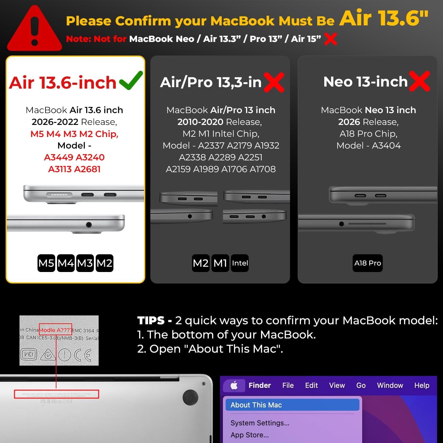 Crystal Hard Shell Scratch Resistant Protective Cover for MacBook Air 13 inch M5