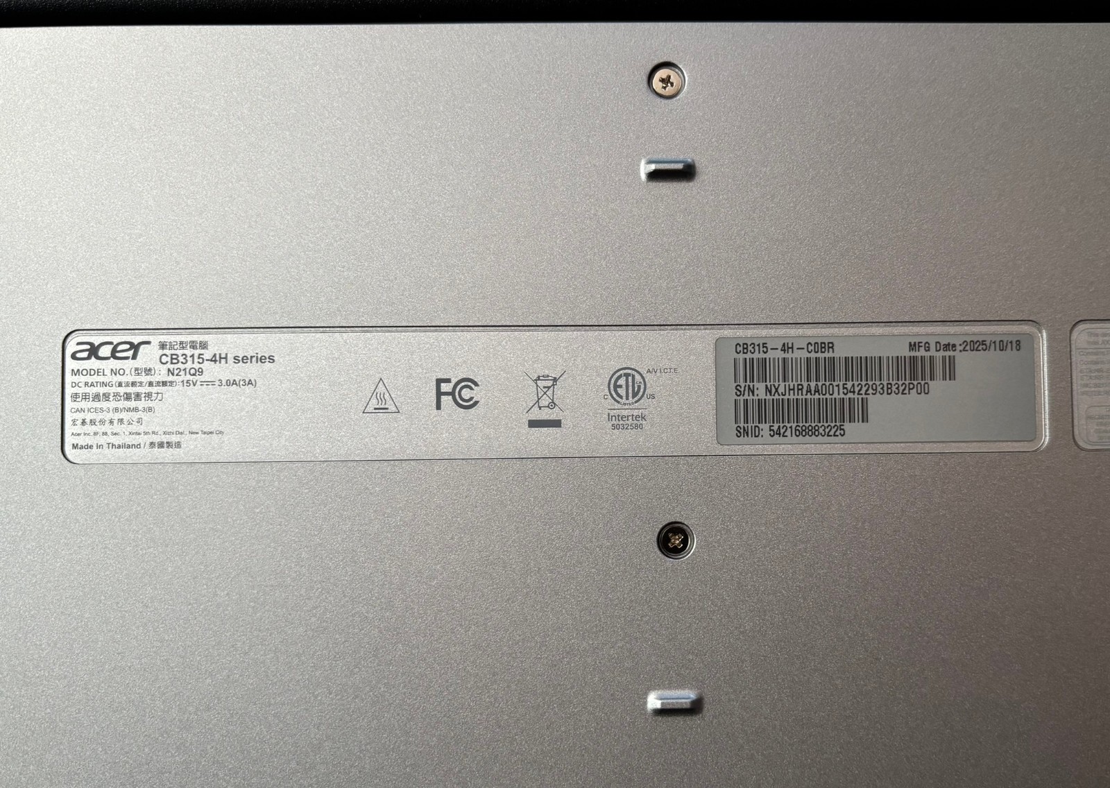 ACER Chromebook 315, Model: CB315-4H-C0BR