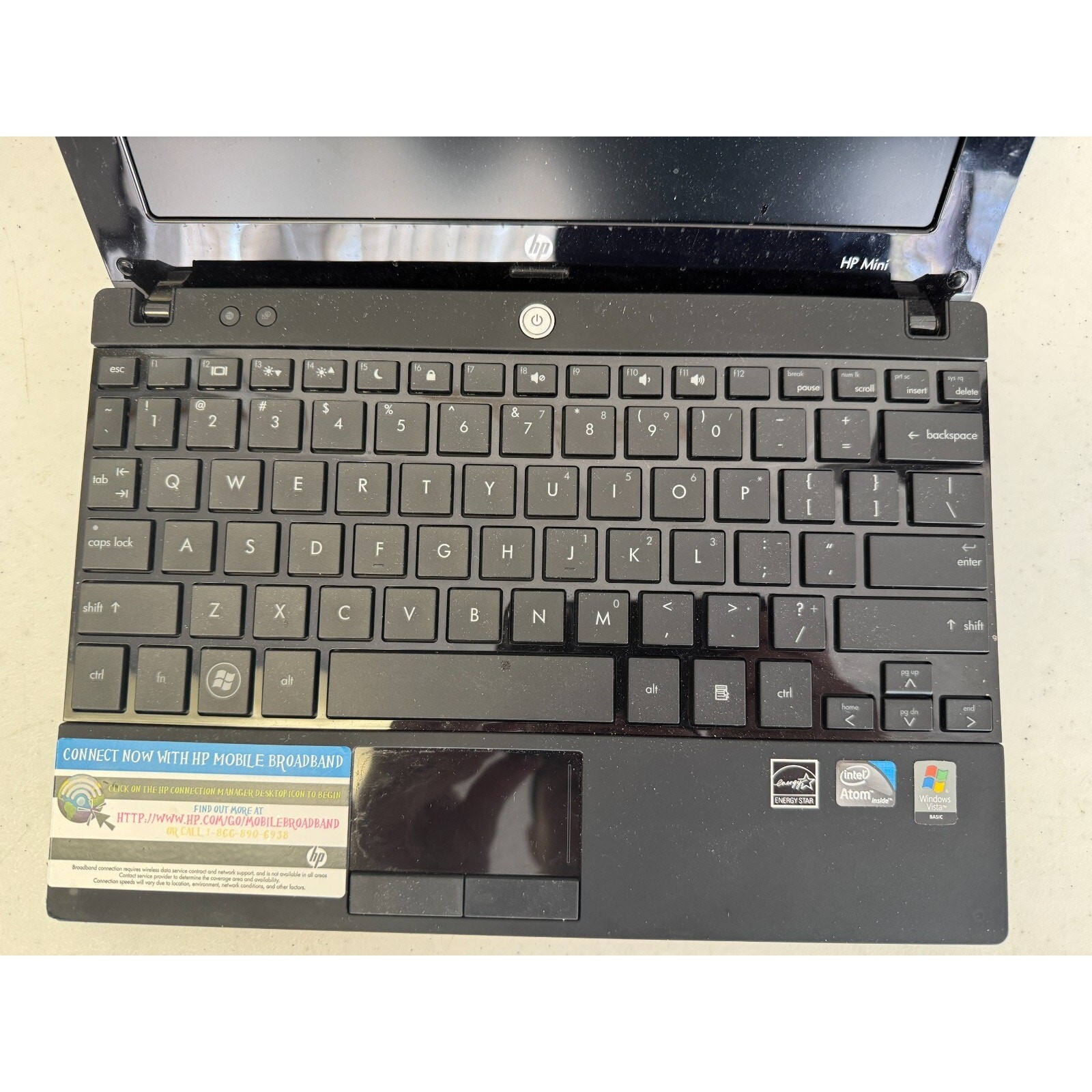 HP Mini 5101 10.1″ Laptop Intel Atom Black No Battery for Parts or Repair