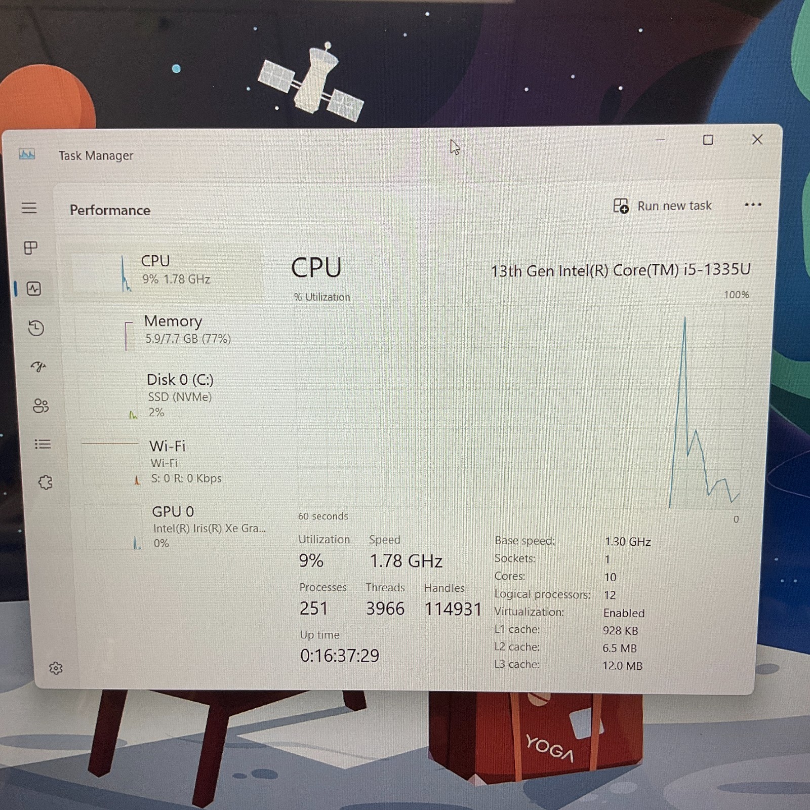 Lenovo Yoga 7i Laptop 13th Gen Intel i5-1335U @ 1.30 GHz 8GB RAM 512GB Iris Xe