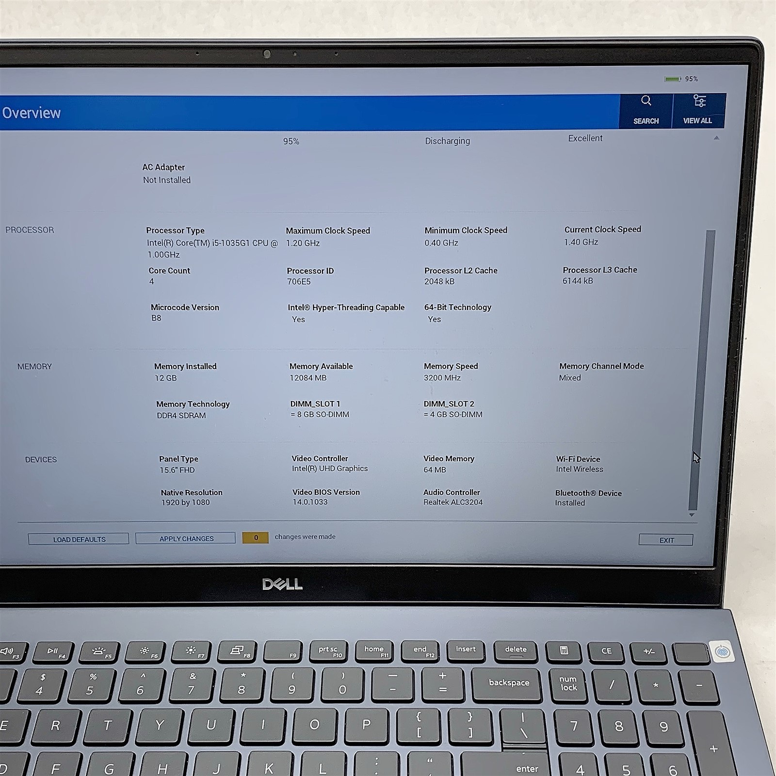 Dell Inspiron 5501 Laptop Intel Core i5 1035G1 1.00GHZ 15.6″ FHD 12GB RAM NO HDD