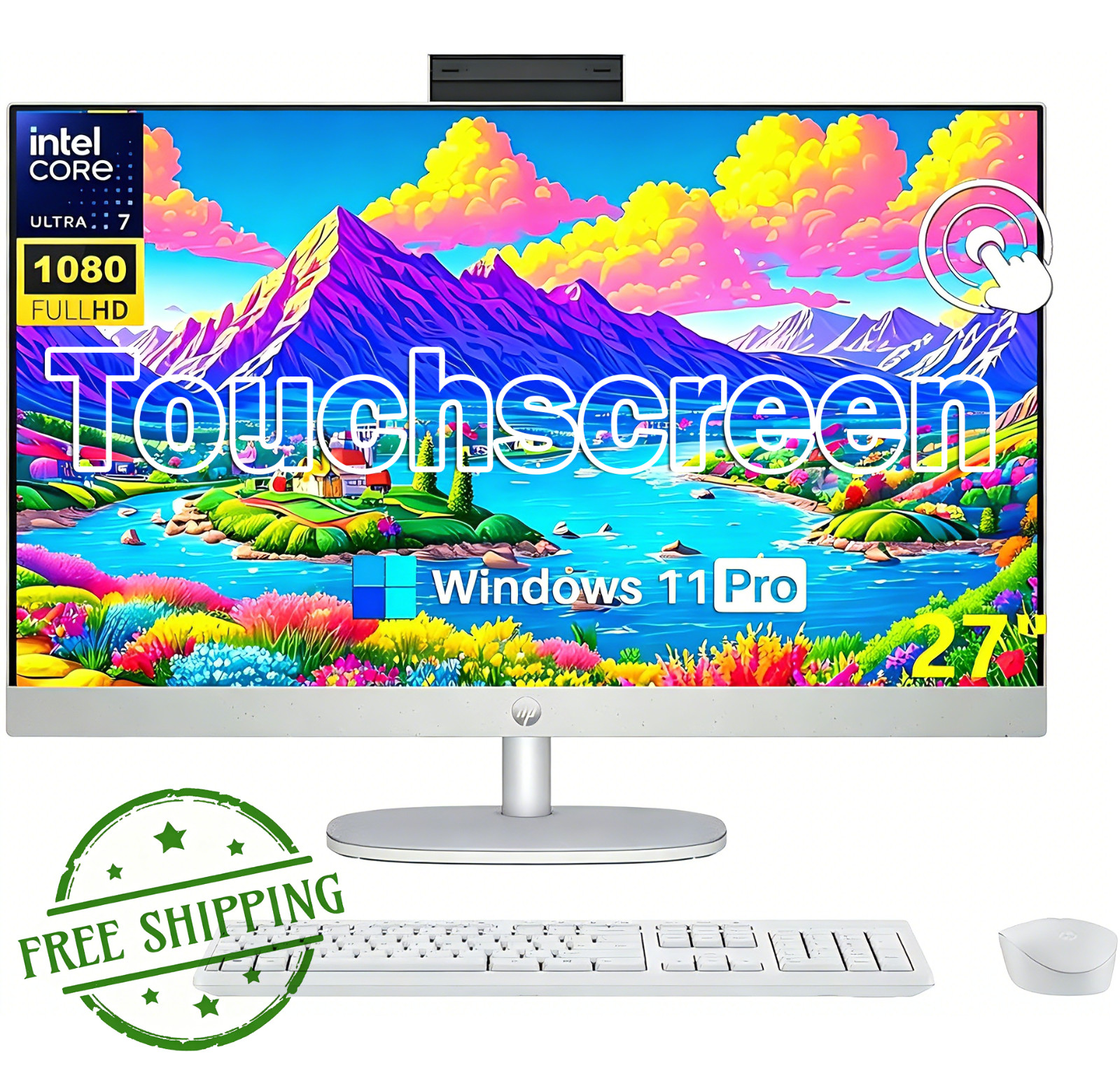 HP All-in-One 27″ Desktop Touchscreen Computer, Ultra 7-155U, 32GB RAM 1TB SSD