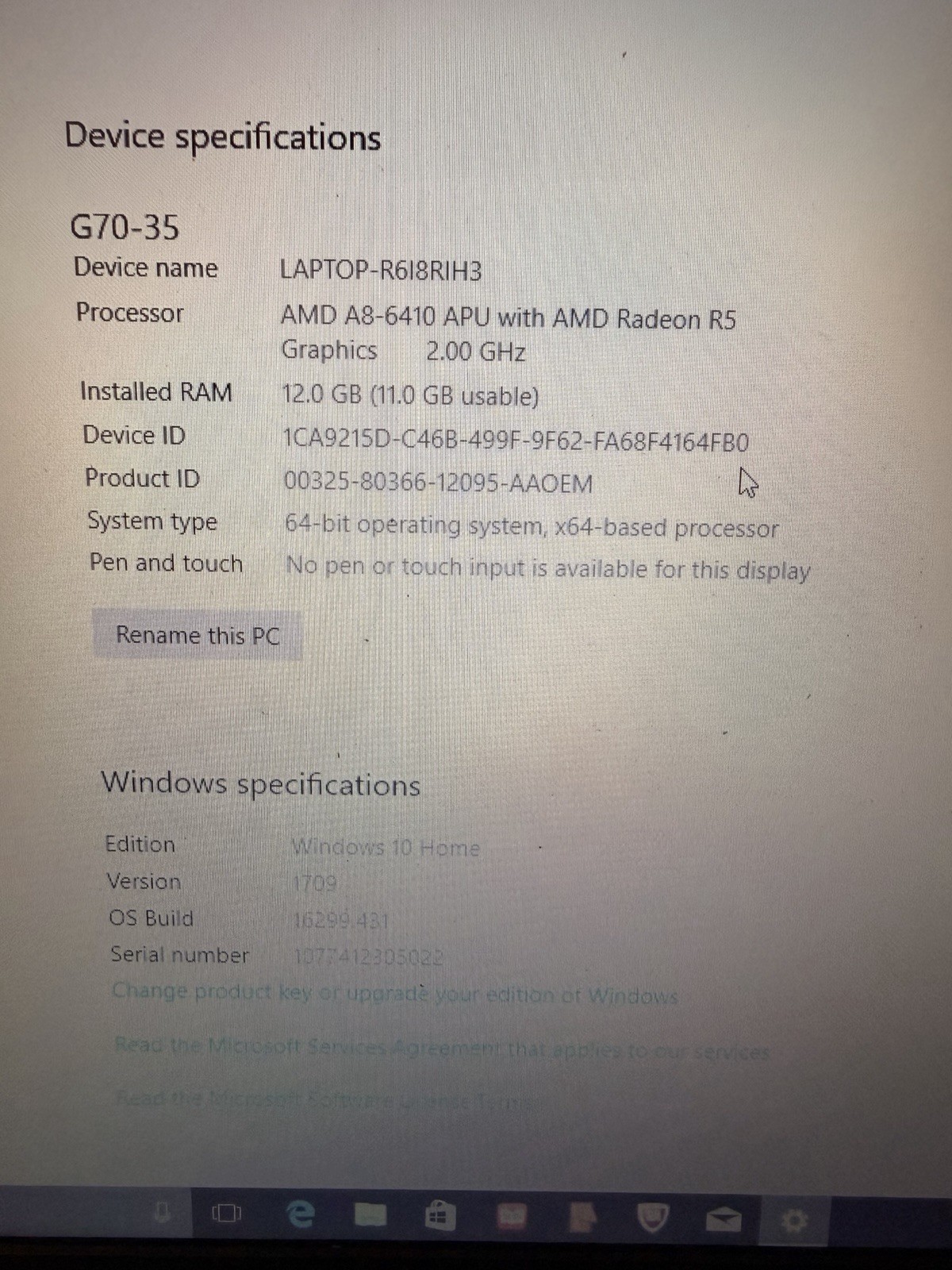 Lenovo G70-35 17.3” Laptop, 12GB RAM, 1TB HDD , Windows 10 – Great Condition