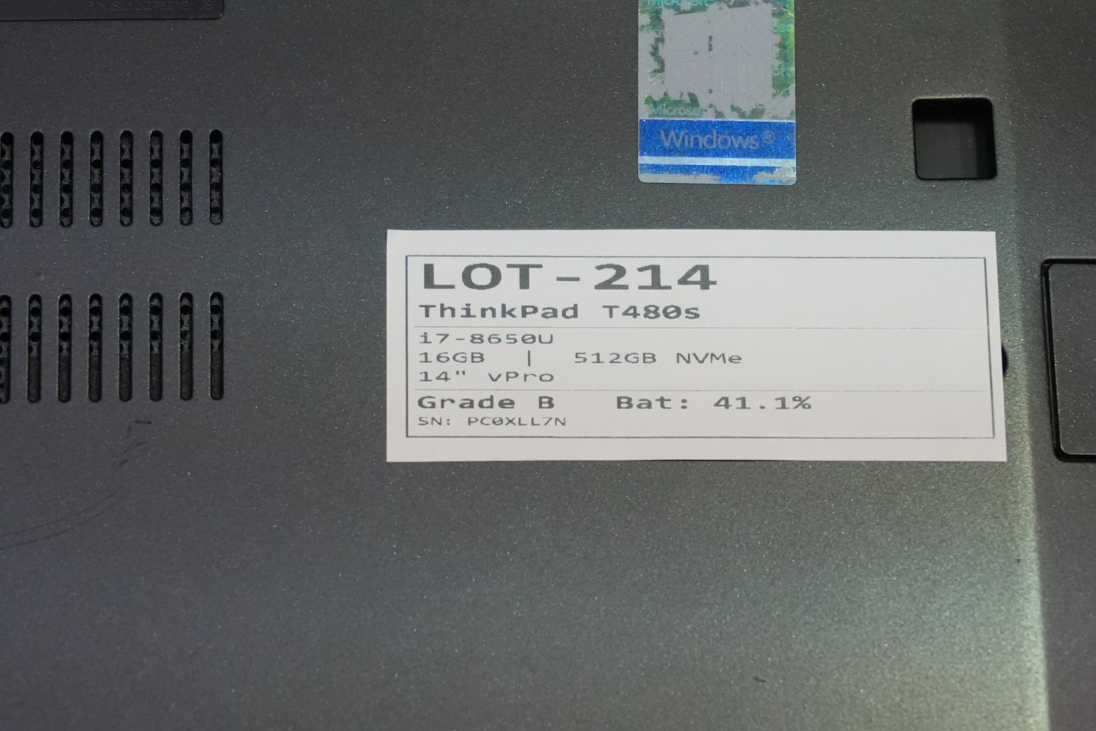Lenovo ThinkPad T480s i7-8650U vPro 16GB 512GB QHD *Battery Worn* AS-IS READ