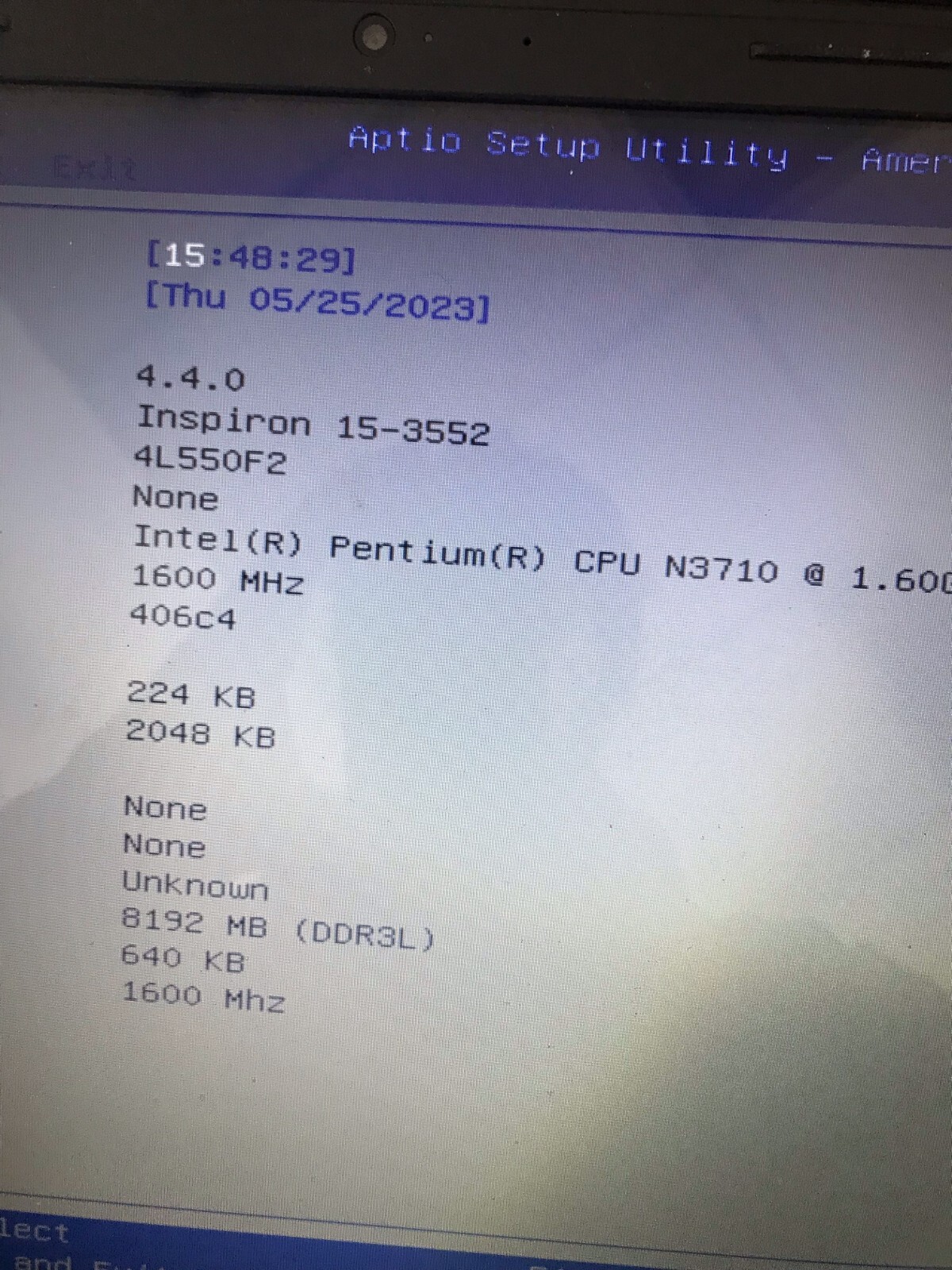 Dell Inspiron 15-3552 Intel Pentium N3710 1.60GHz 8GB 500GB WITH CAMERA