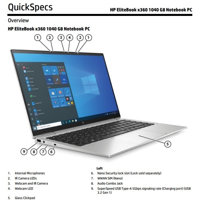 HP Elite x360 1040 G8 Touch Laptop PC 14″ i7 16GB 512GB Backlit Key Pro