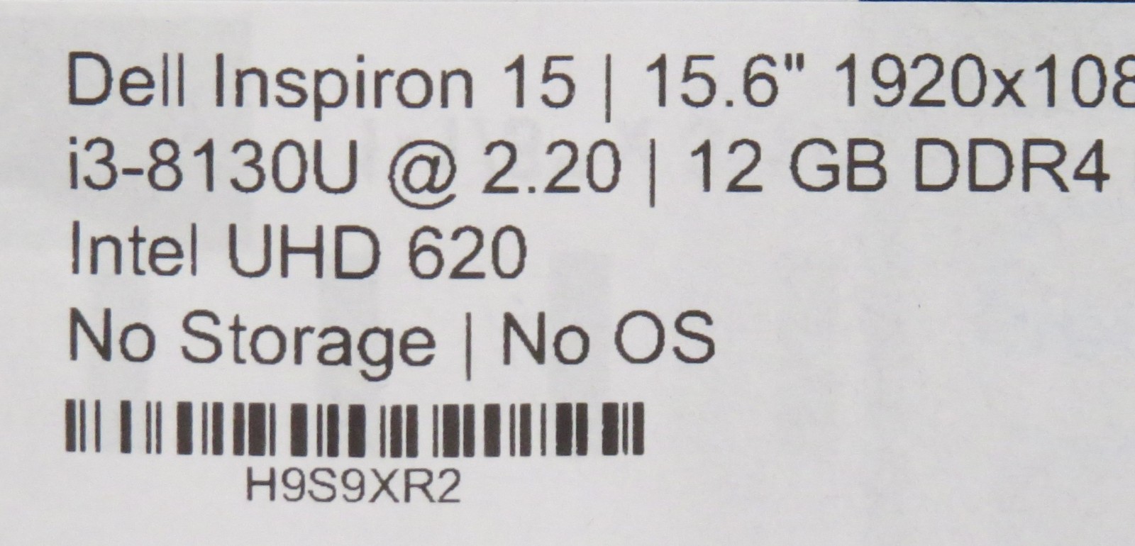 Dell Inspiron 15 | i3-8130U @ 2.2 GHz | 12GB DDR4 | 15.6″ | No HDD/OS