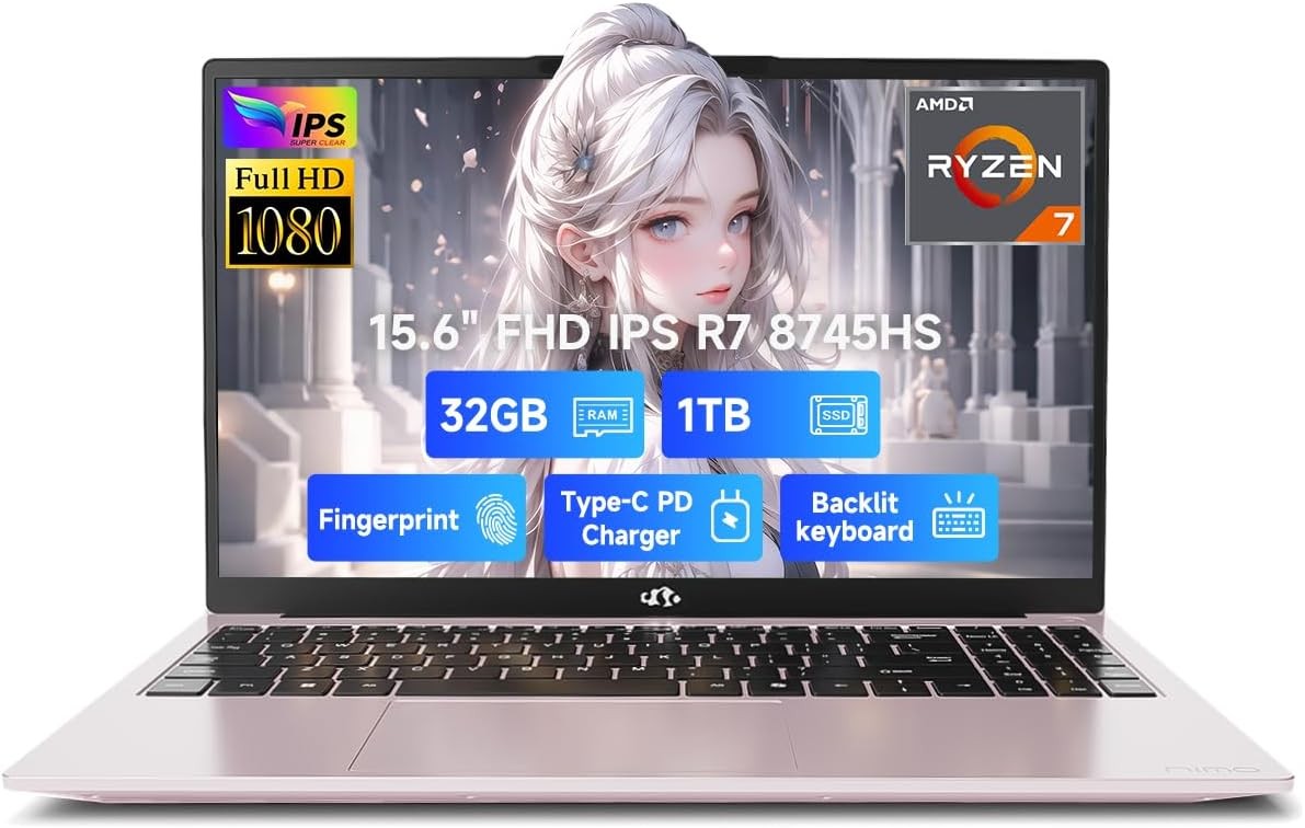 15.6″ IPS FHD Gaming Laptop 32GB DDR5 RAM 1TB SSD AMD Ryzen 7 8745HS 780M GPU