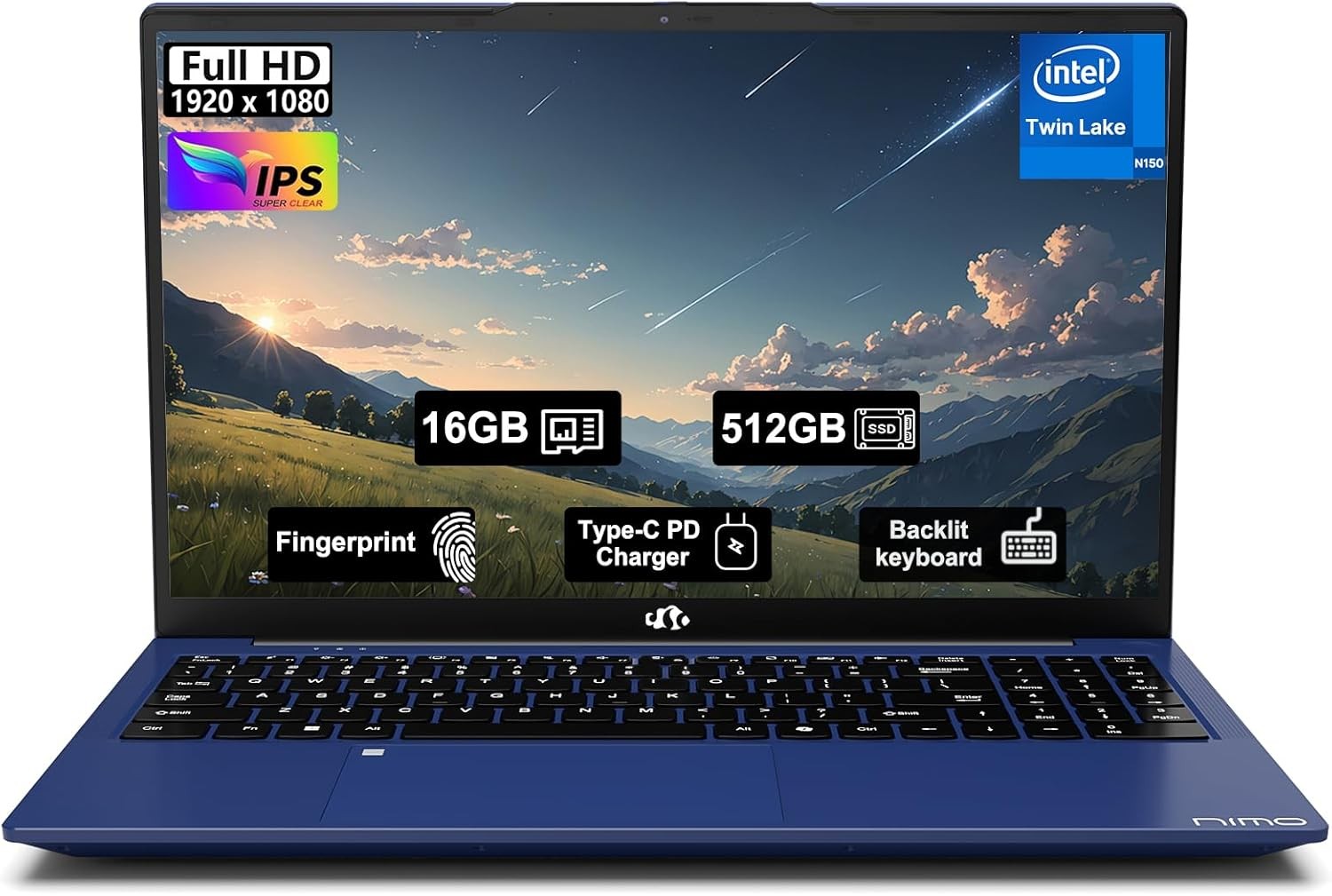 NIMO 15.6 FHD IPS Laptop 16GB RAM 256/512GB/1TB SSD 4 Cores 13th Gen Intel N150
