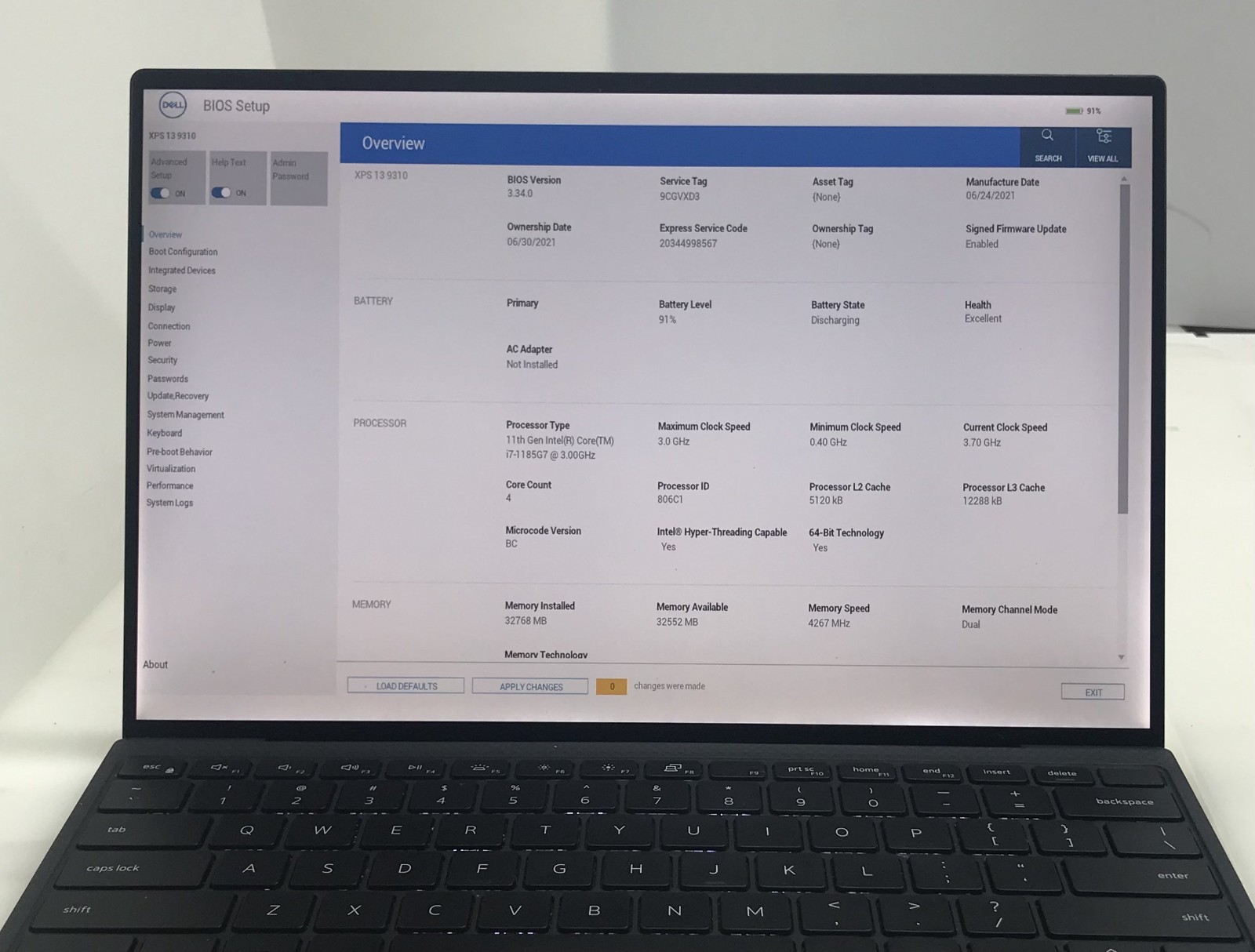 DELL XPS13 9310 i7-1185G7@3.00GHz 32GB RAM 512GB NVMe W11P TOUCH