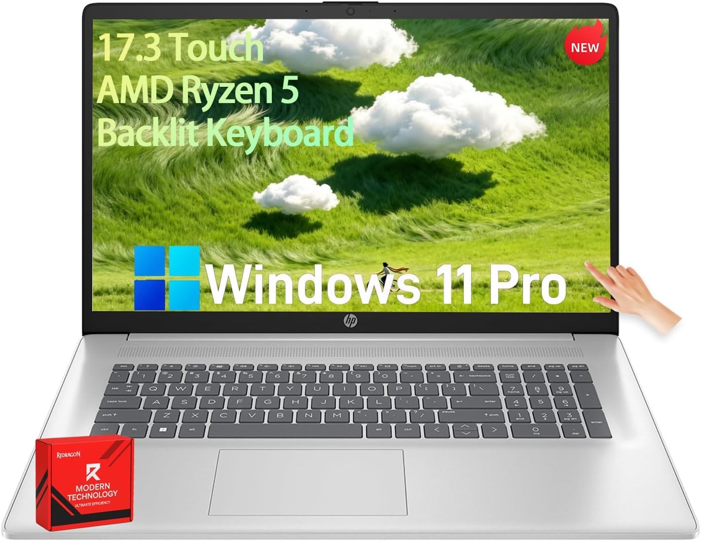 HP 17.3″ Touch Laptop HD AMD Ryzen 5 7430U Win 11 Pro 16GB RAM, 512GB SSD Silver