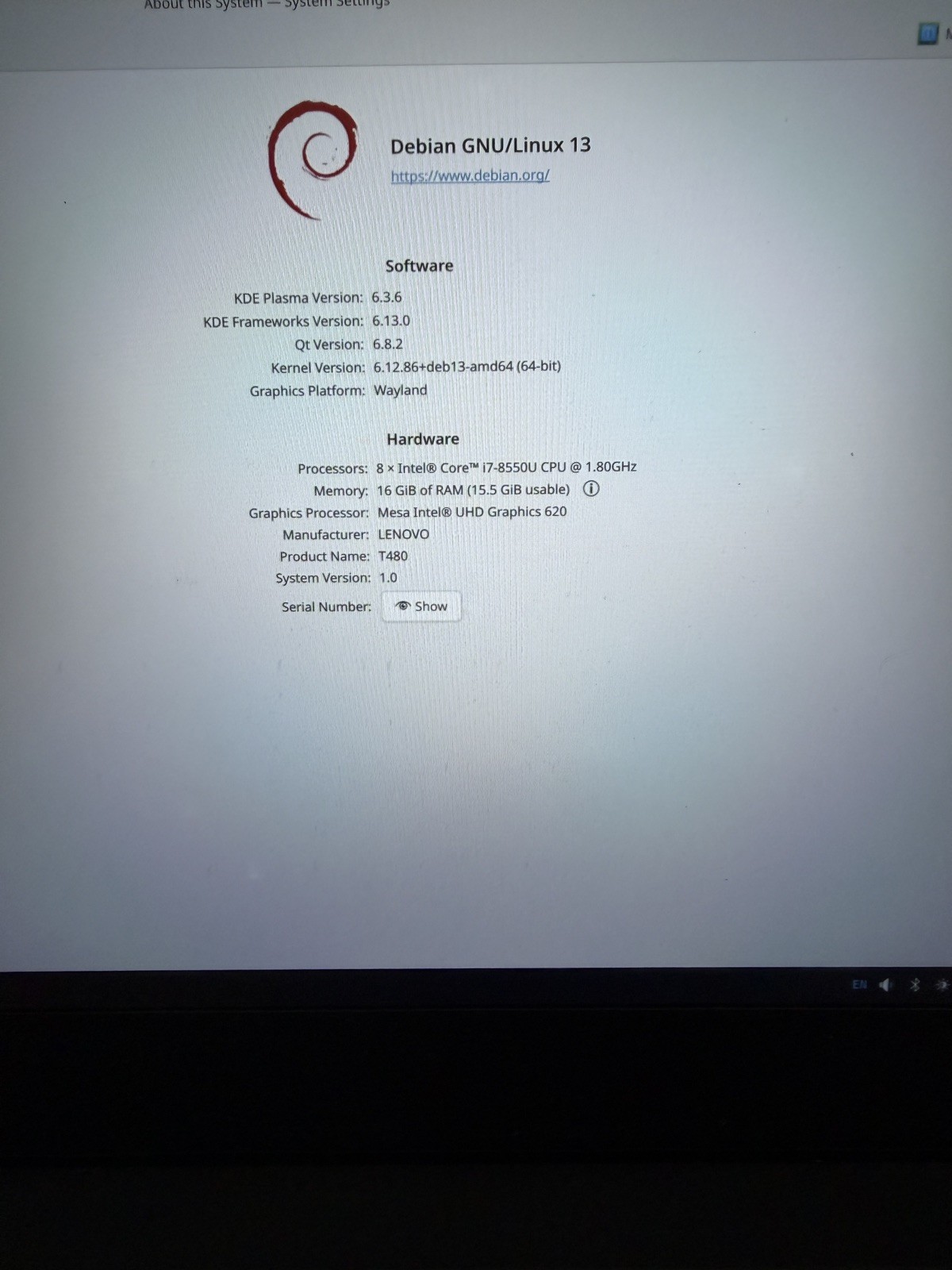 ThinkPad T480 Libreboot/Coreboot i7-8550 16gb ram 256 SSD