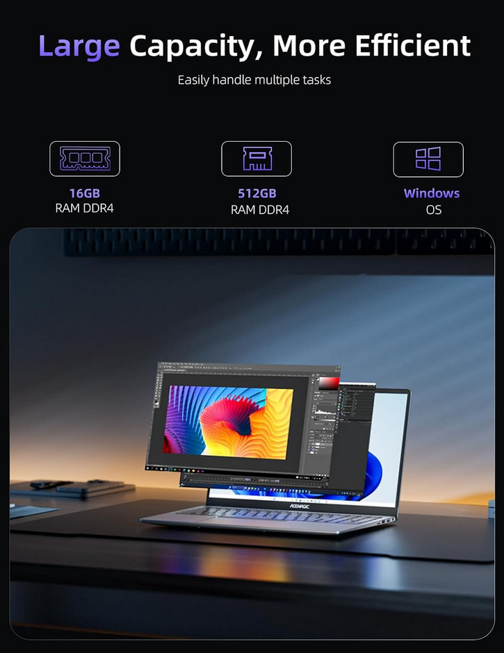 MALLRACE 2026 New Laptop,15.6-inch IPS with Windows 11 PRO Laptop with Quad-Core