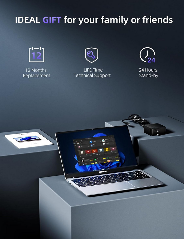 MALLRACE 2026 New Laptop,15.6-inch IPS with Windows 11 PRO Laptop with Quad-Core