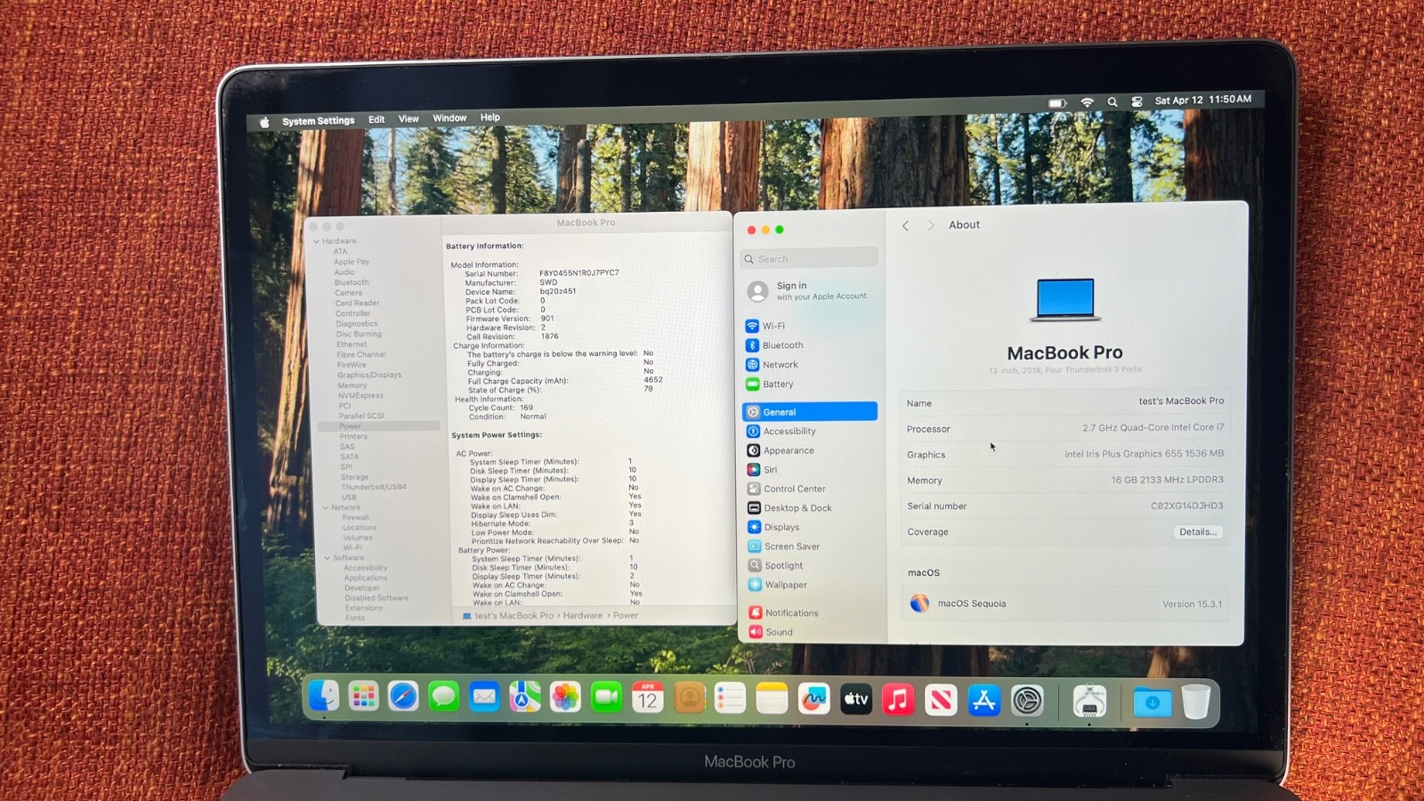 APPLE MacBook Pro 2018 Core i7 2.7 13″ 16GB RAM 2TB A1989 170 Battery Cycles!