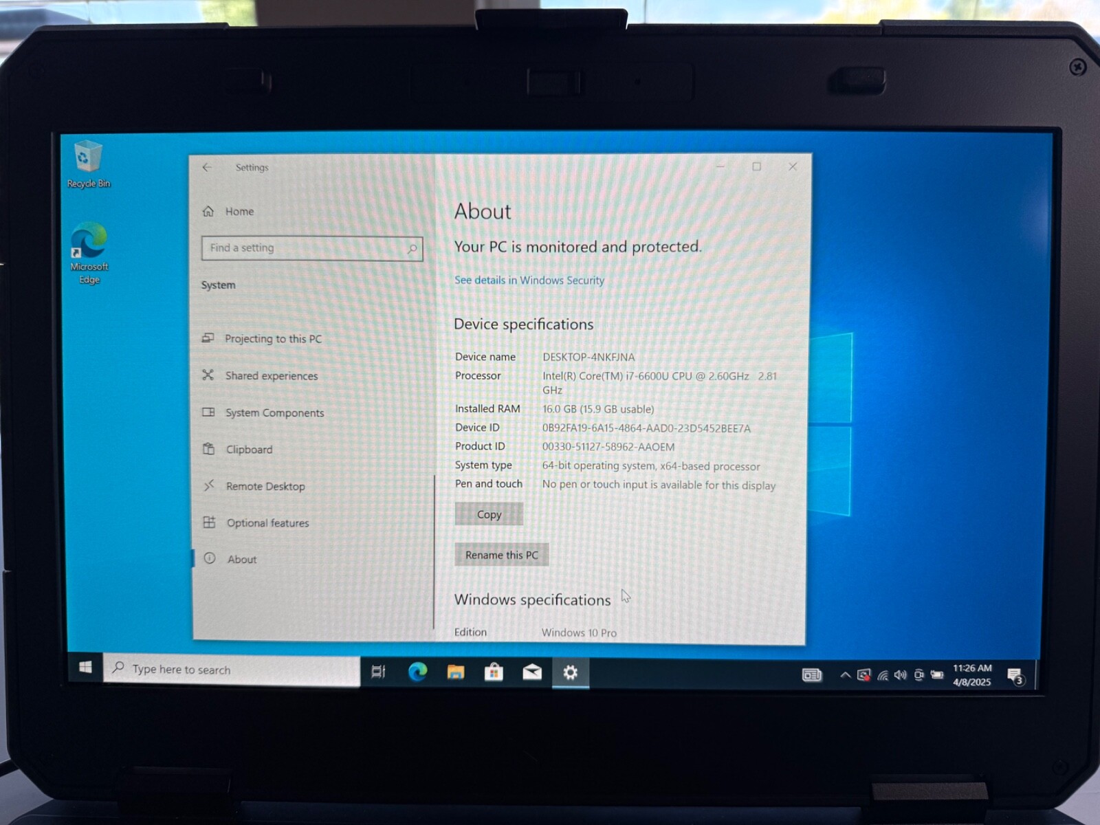 Dell Latitude 14 rugged 5414 Core i7 6th generation
