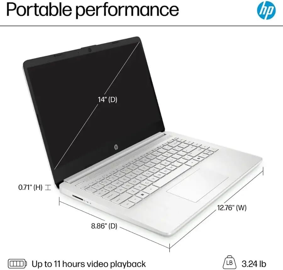 HP Student Business 14 in Laptop, Intel N150,UpTo 16GB RAM,384GB Storage+W11pro