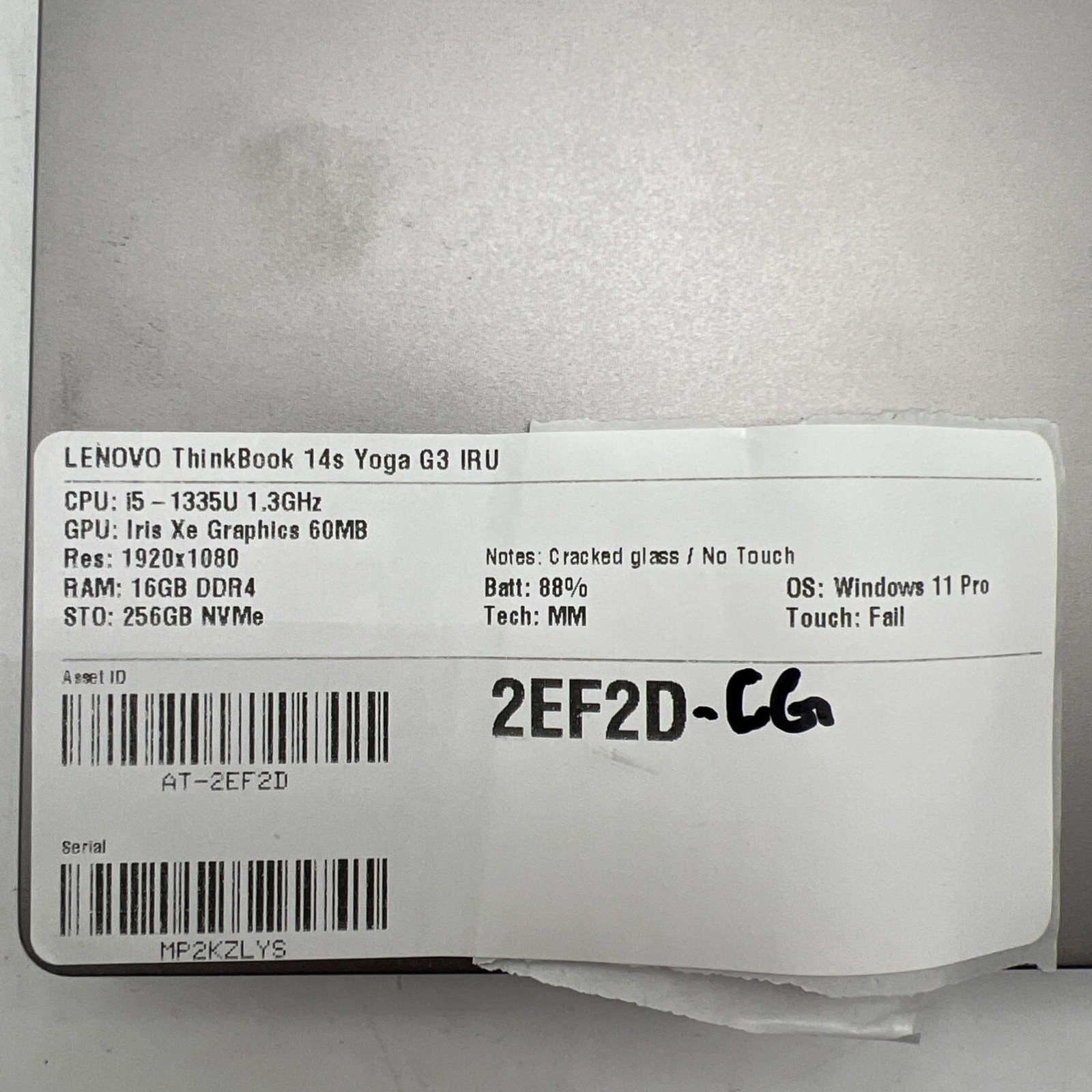 LENOVO ThinkBook 14s Yoga G3 IRU i5 1335U 1.3GHz 16GB RAM 256GB NVMe Win11P READ