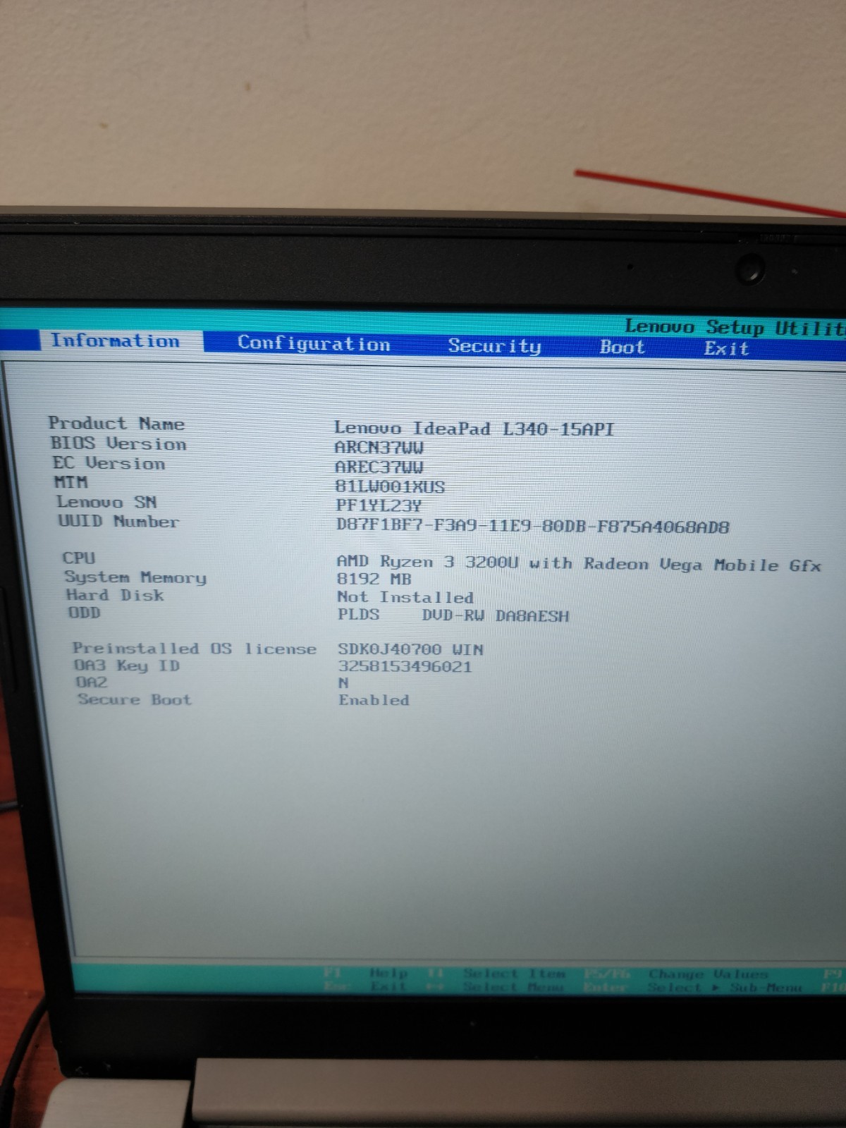 Lenovo IdeaPad L340-15API AMD RYZEN 3 3200U@2.60GHz 8GB RAM NO DRIVE PARTS 8546
