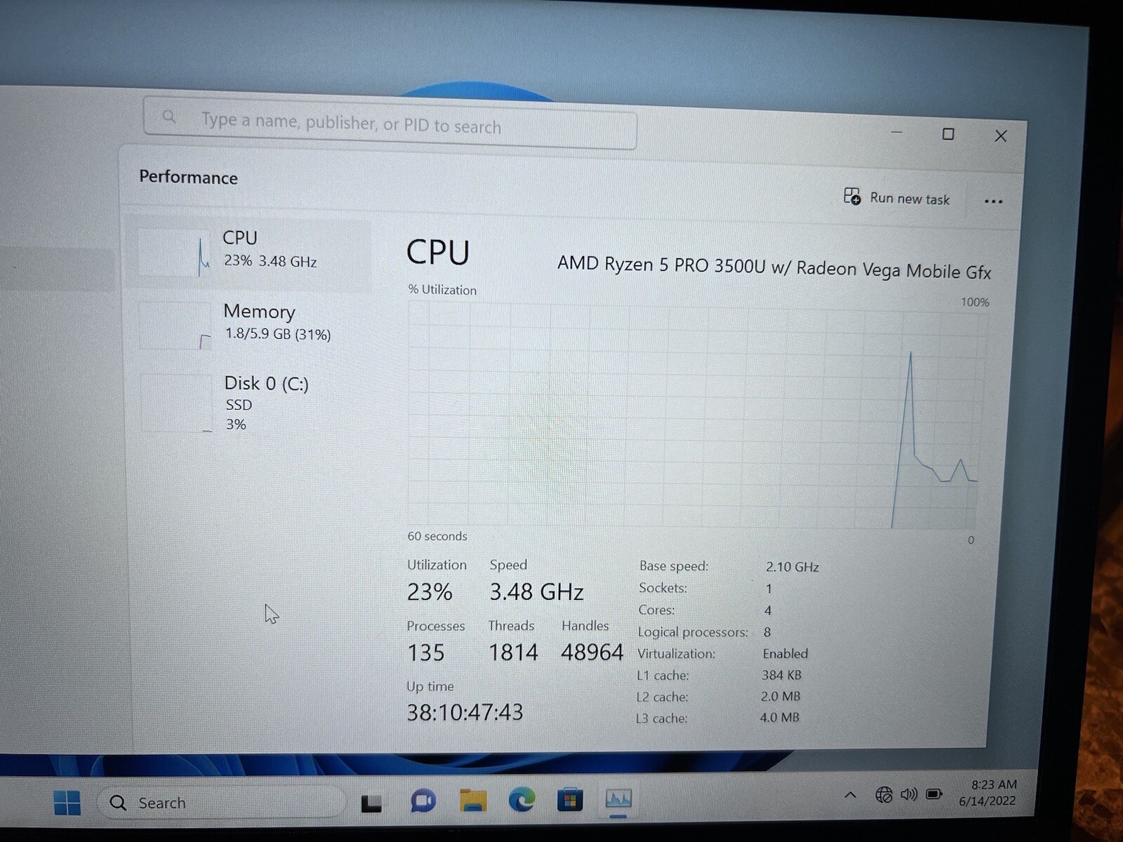 ThinkPad T495 Ryzen 5 3500U 2.10GHz 8GB RAM 256GB SSD Radeon Vega 8 Windows 11
