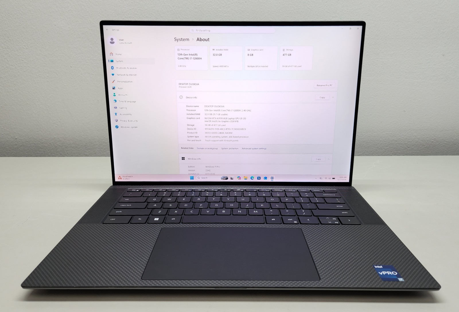 Dell Precision 5570 15.6″ 4K i7-12800H 2.40GHz 32GB RAM 512GB SSD RTX A2000 8GB