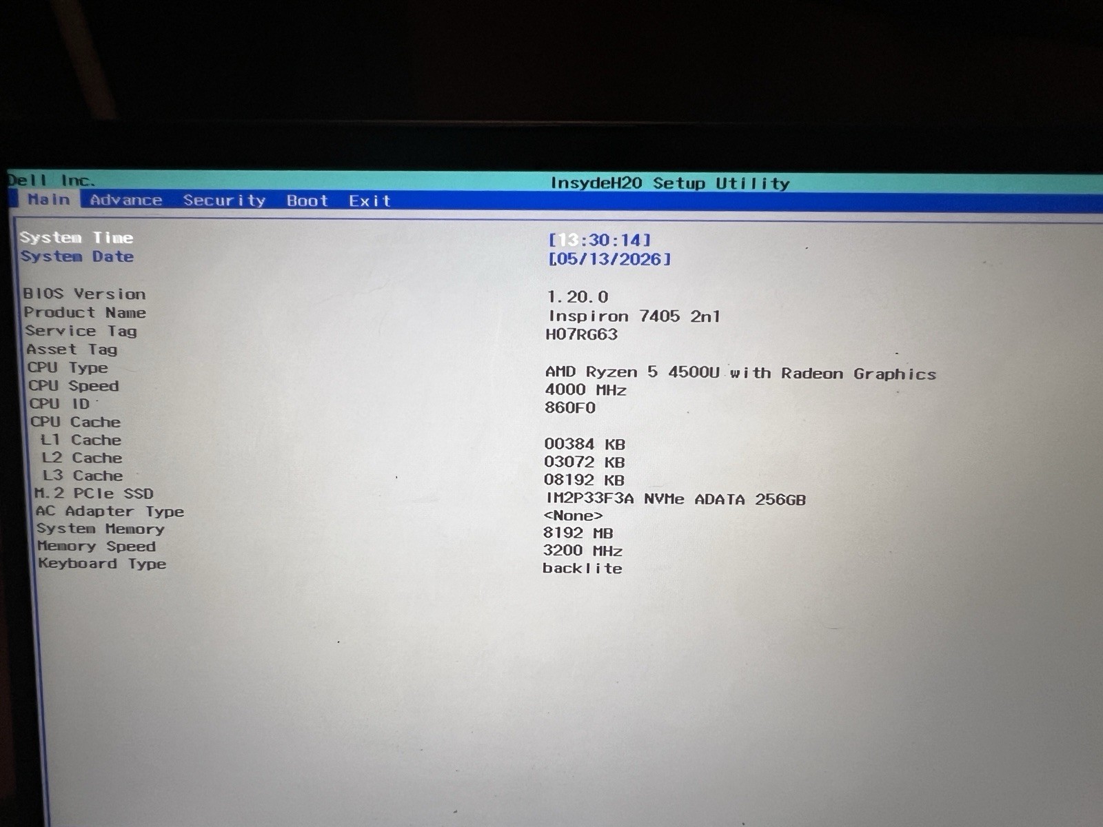 Dell Inspiron 7405 2N1 14″ Ryzen 5 4500U 4.0GHz 8GB RAM 256GB SSD