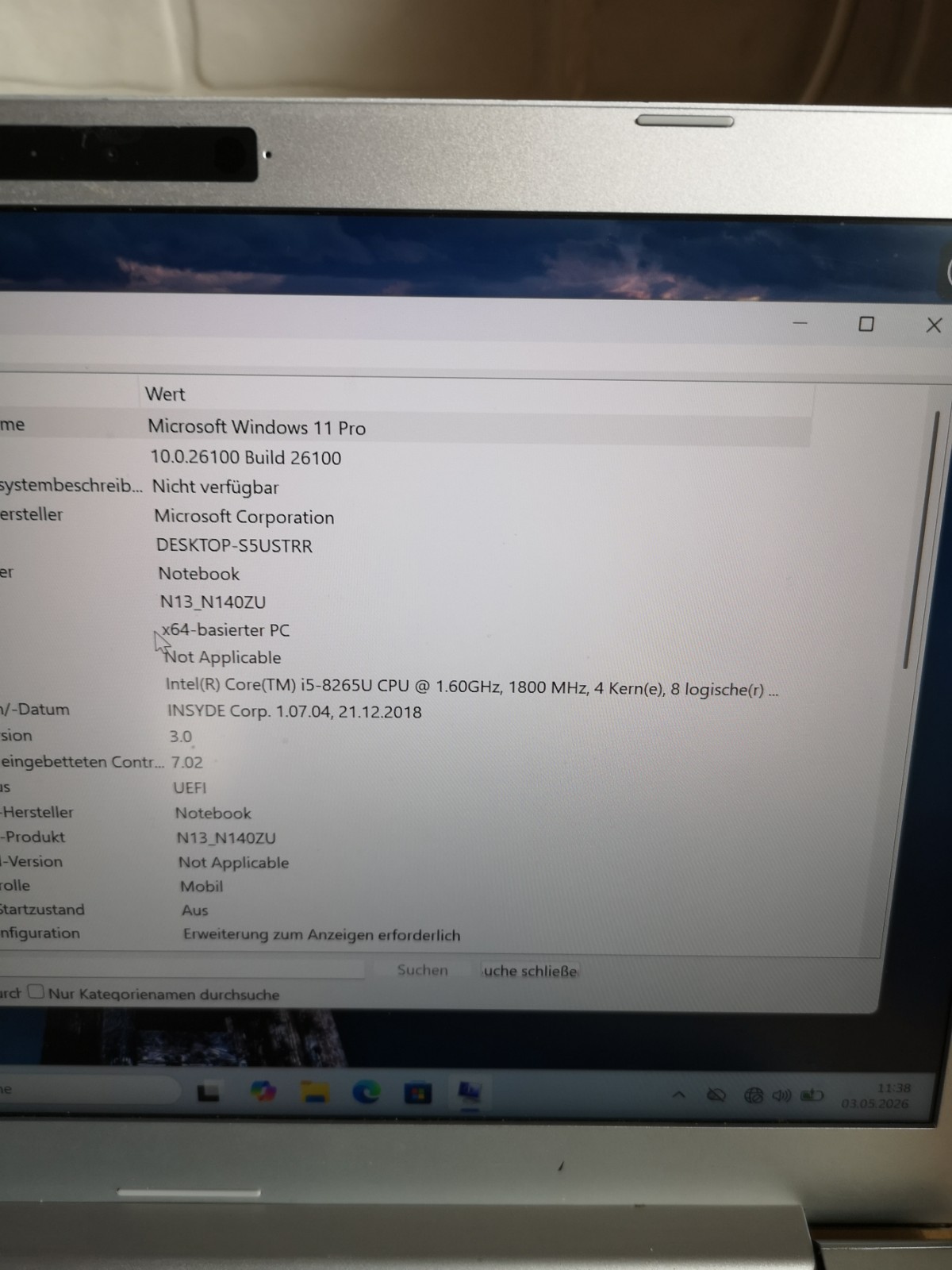 CLEVO N13 N140ZU | i5-8265U | 16GB | 500GB SSD | 2TB HDD | UHD GRAPHICS | WIN11