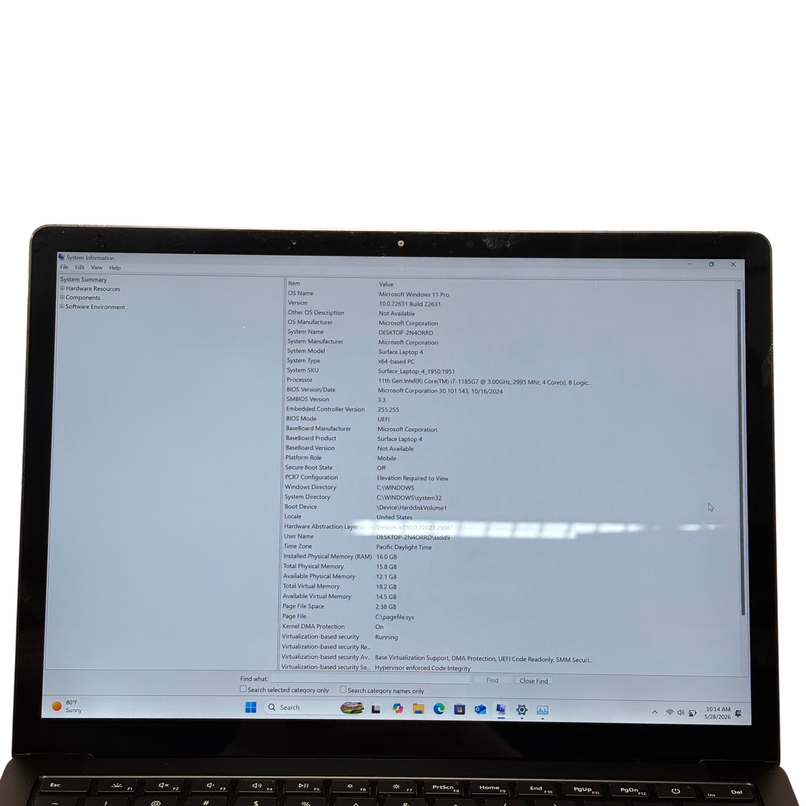 Microsoft Surface Laptop4 1951 IntelCore i7-1185G7 3GHz 16GB RAM 256GB SSD 13.5″