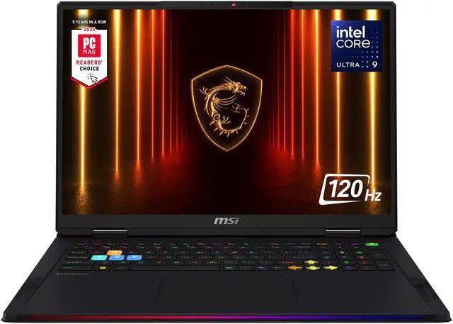 MSI 18 in GeForce RTX 5080 GPU Core Ultra 9 285HX 64GB DDR5 6400MHz Memory 4TB