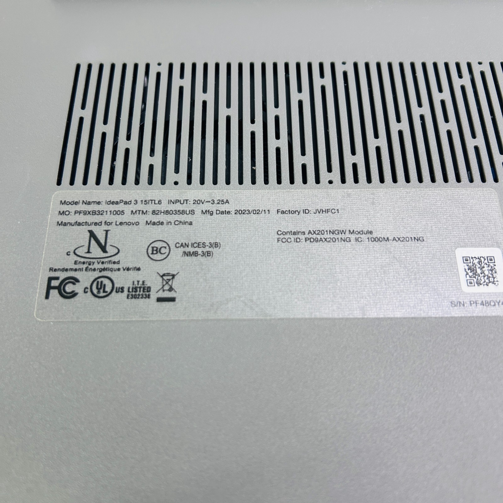 For PARTS As Is – Lenovo Ideapad 3 15ITL6 – i3-1115G4 – 8GBDDR4 – No OS
